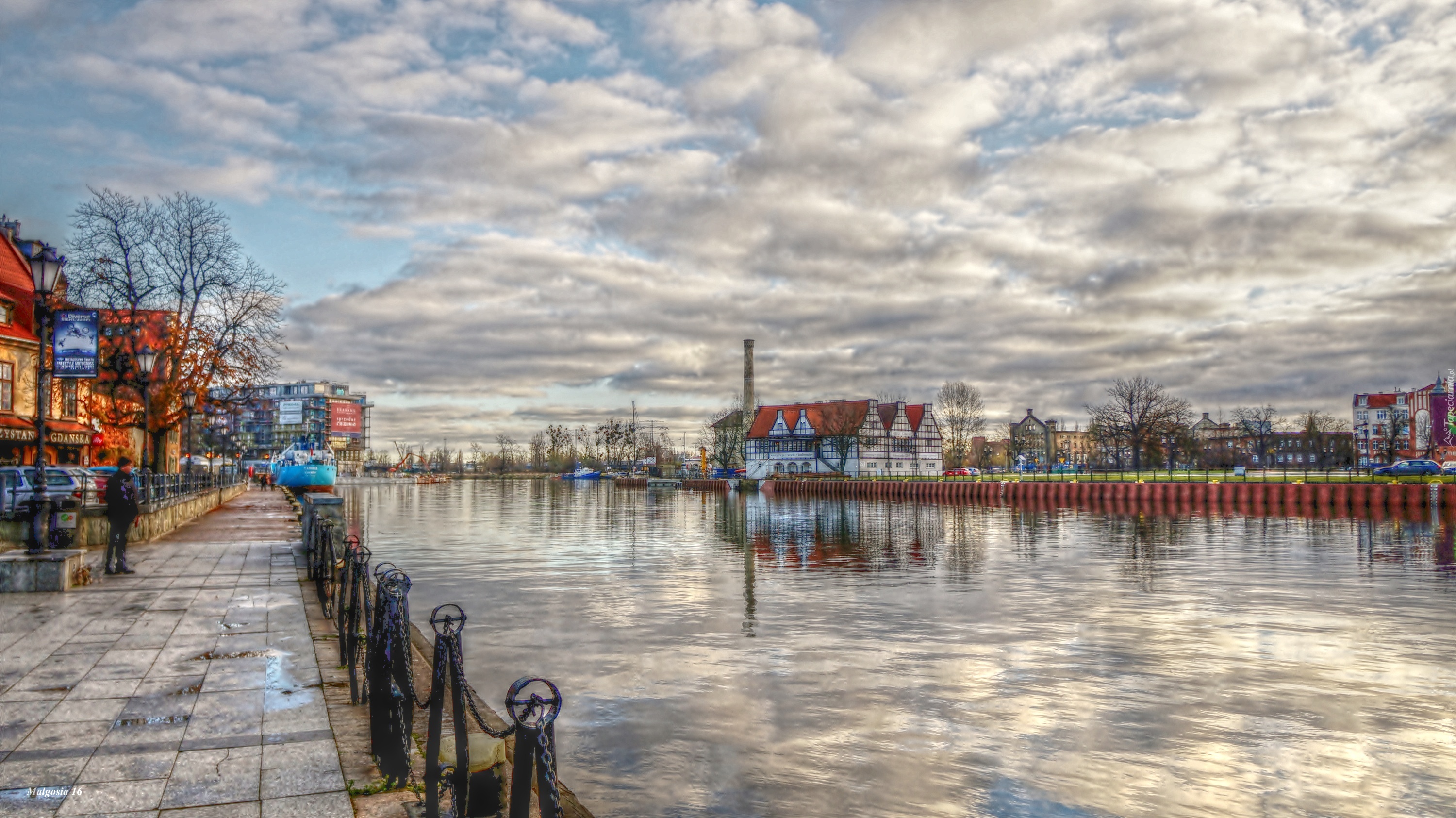 Gdańsk, Nabrzeże, Rzeka, Motława, Budynki, HDR