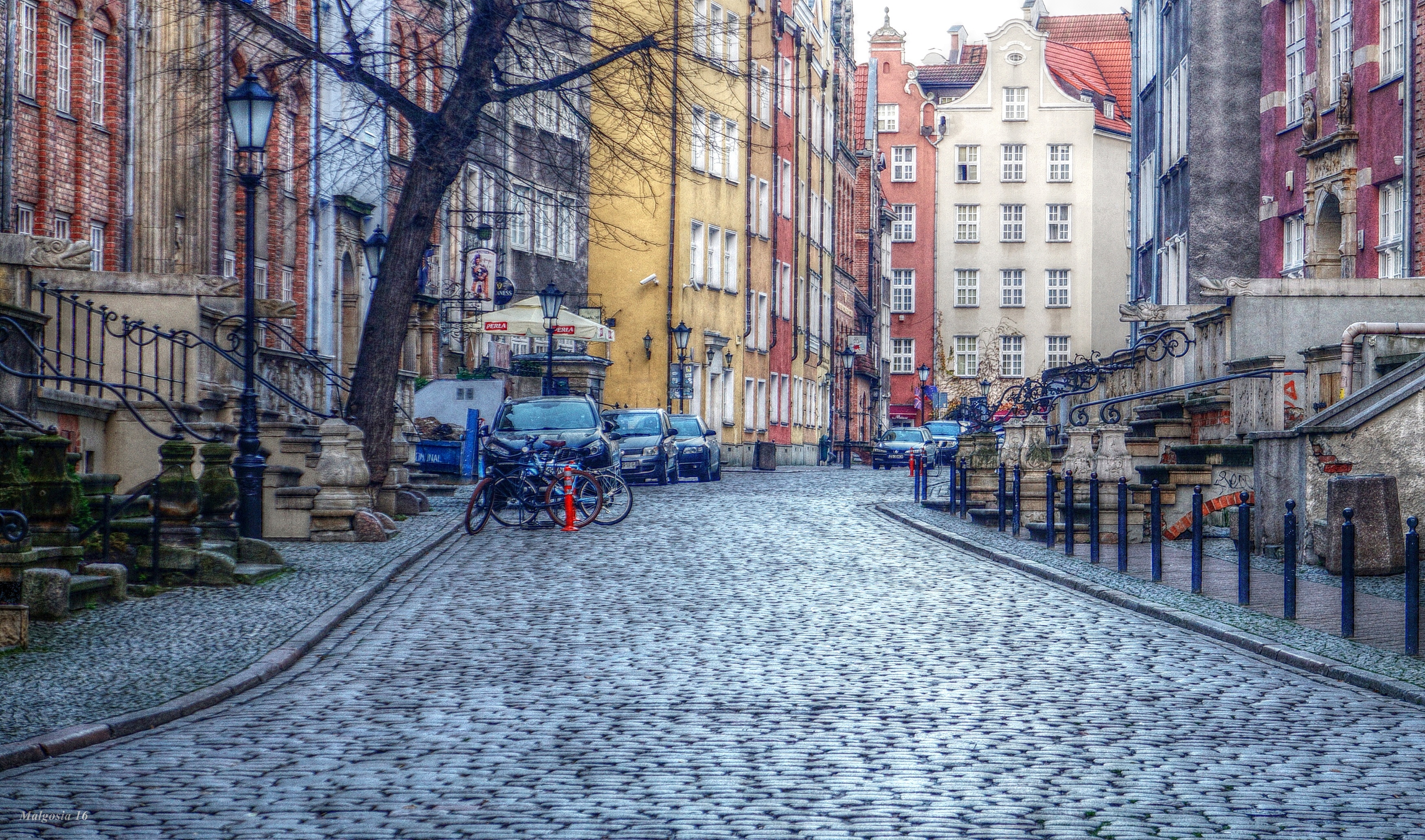 Gdańsk, Ulica, Rower, Kamienice, HDR