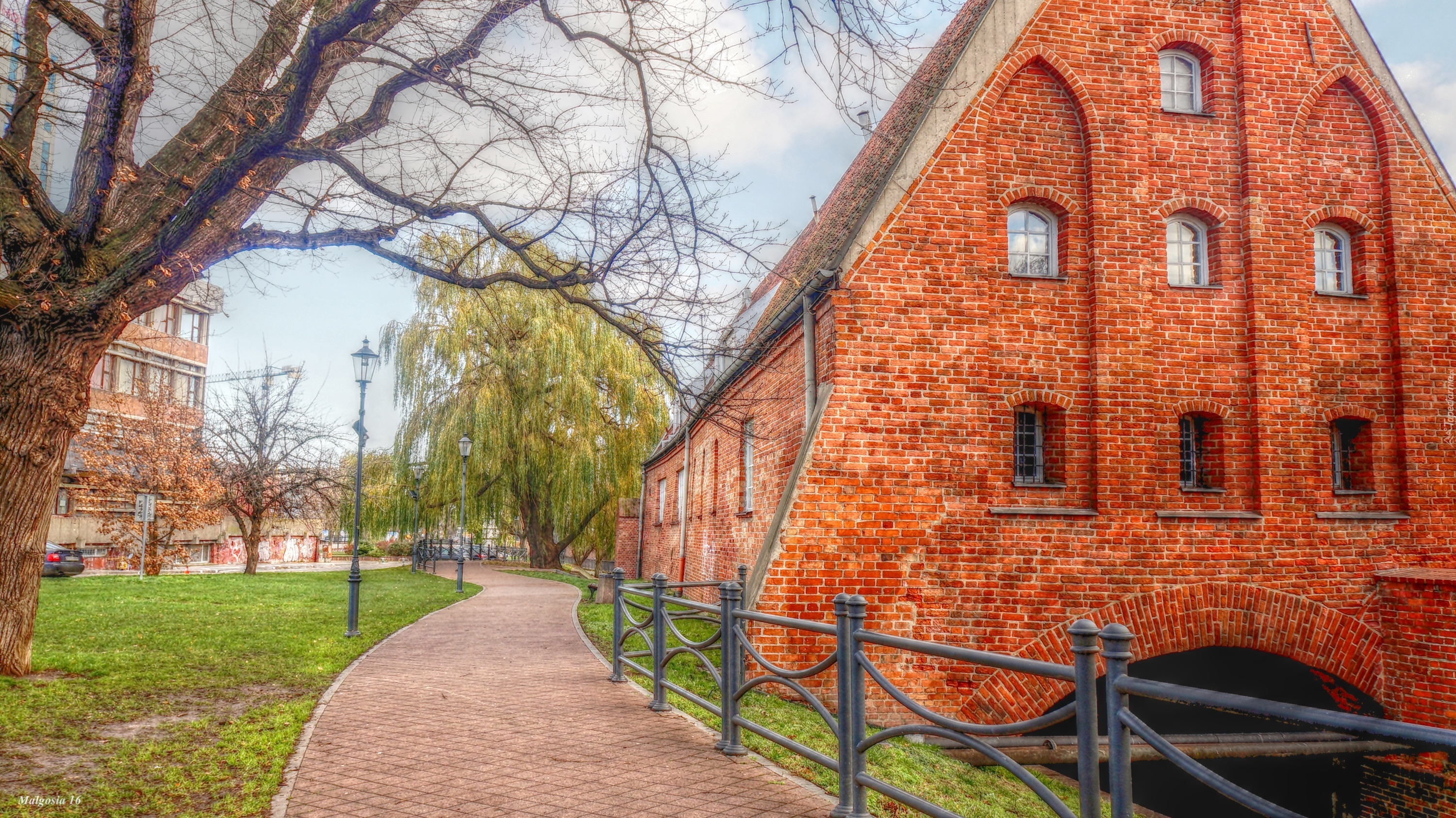 Gdańsk, Budynek, Alejka, HDR