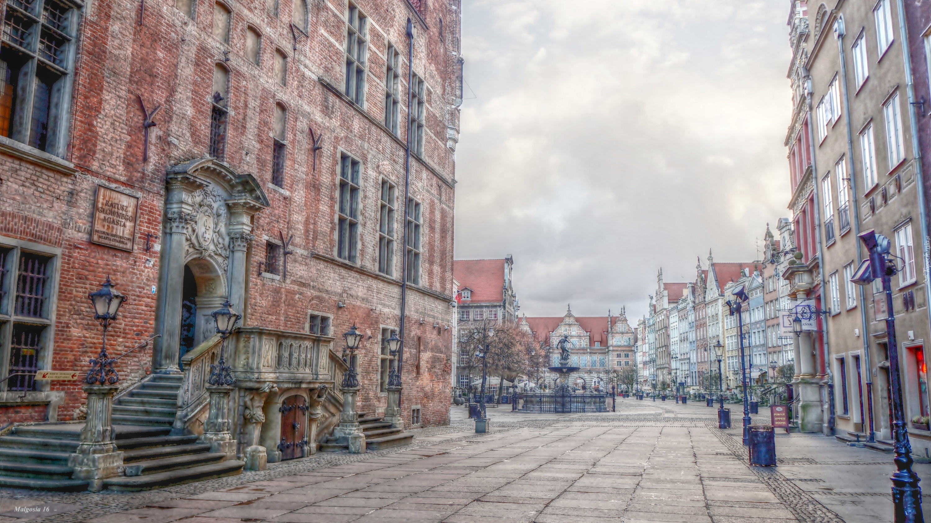 Gdańsk, Ratusz, Budynek, Ulica, Kamienice, HDR