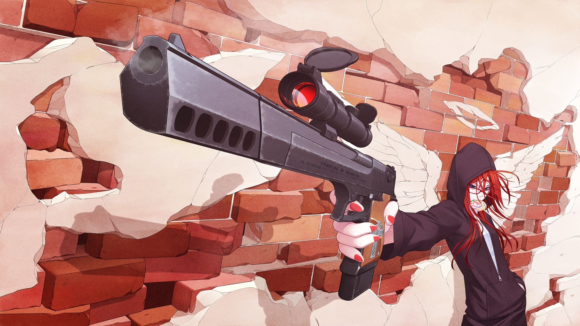 Dziewczyna, Broń, Mur, Anime