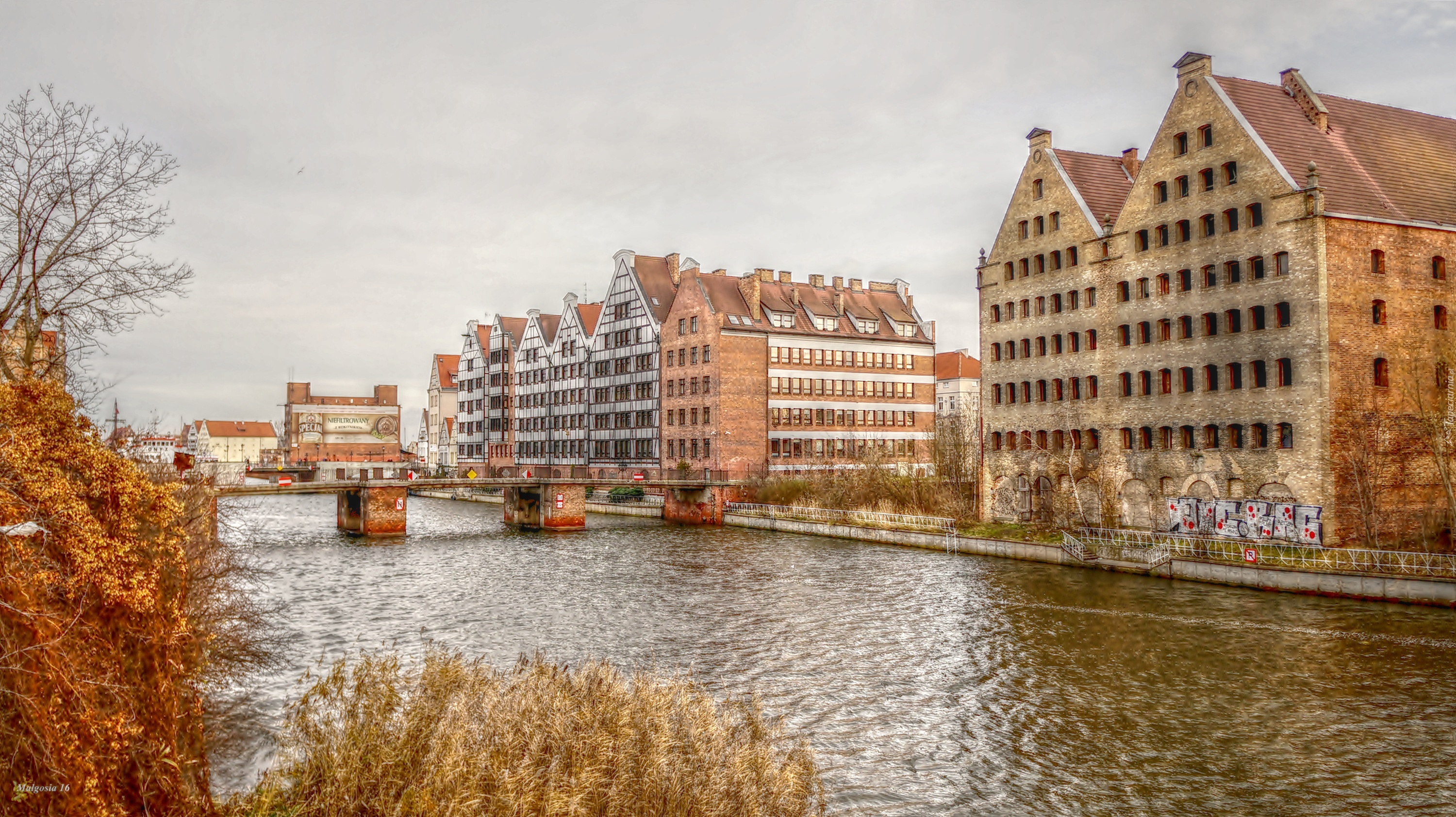 Gdańsk, Kamienice, Woda, Rzeka, Motława, HDR