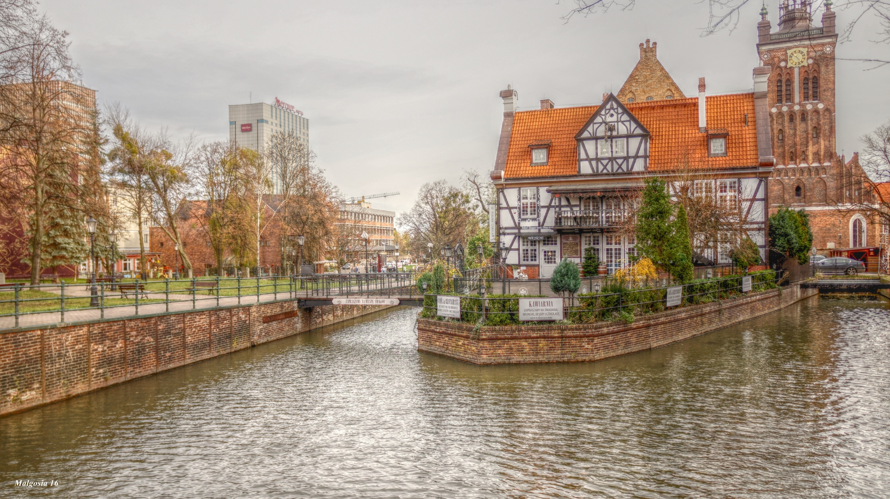 Gdańsk, Budynki, Rzeka, HDR