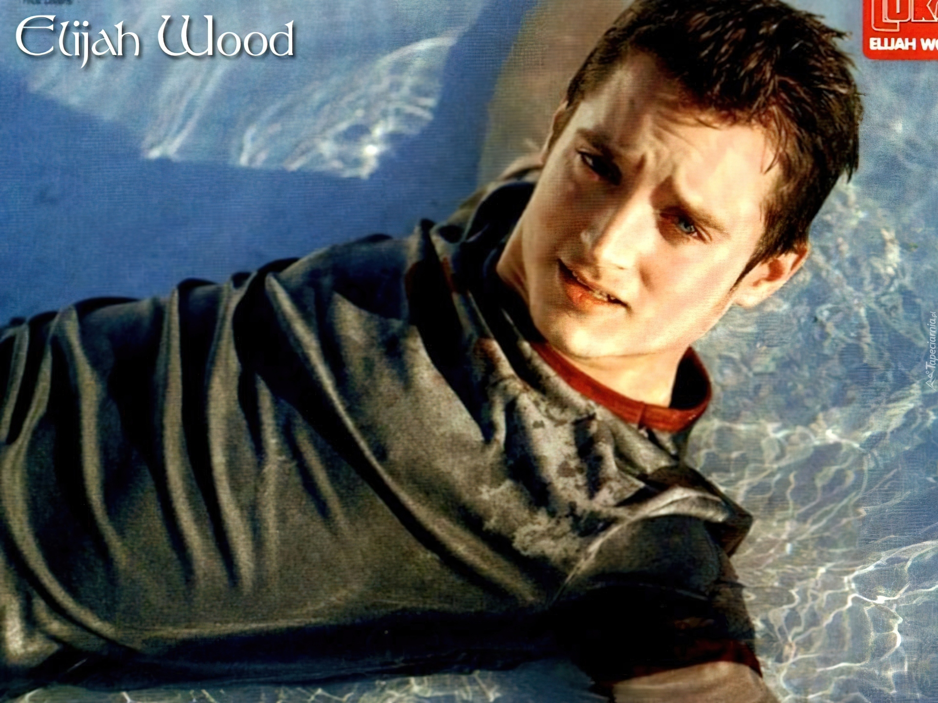 Elijah Wood,niebieskie oczy, woda