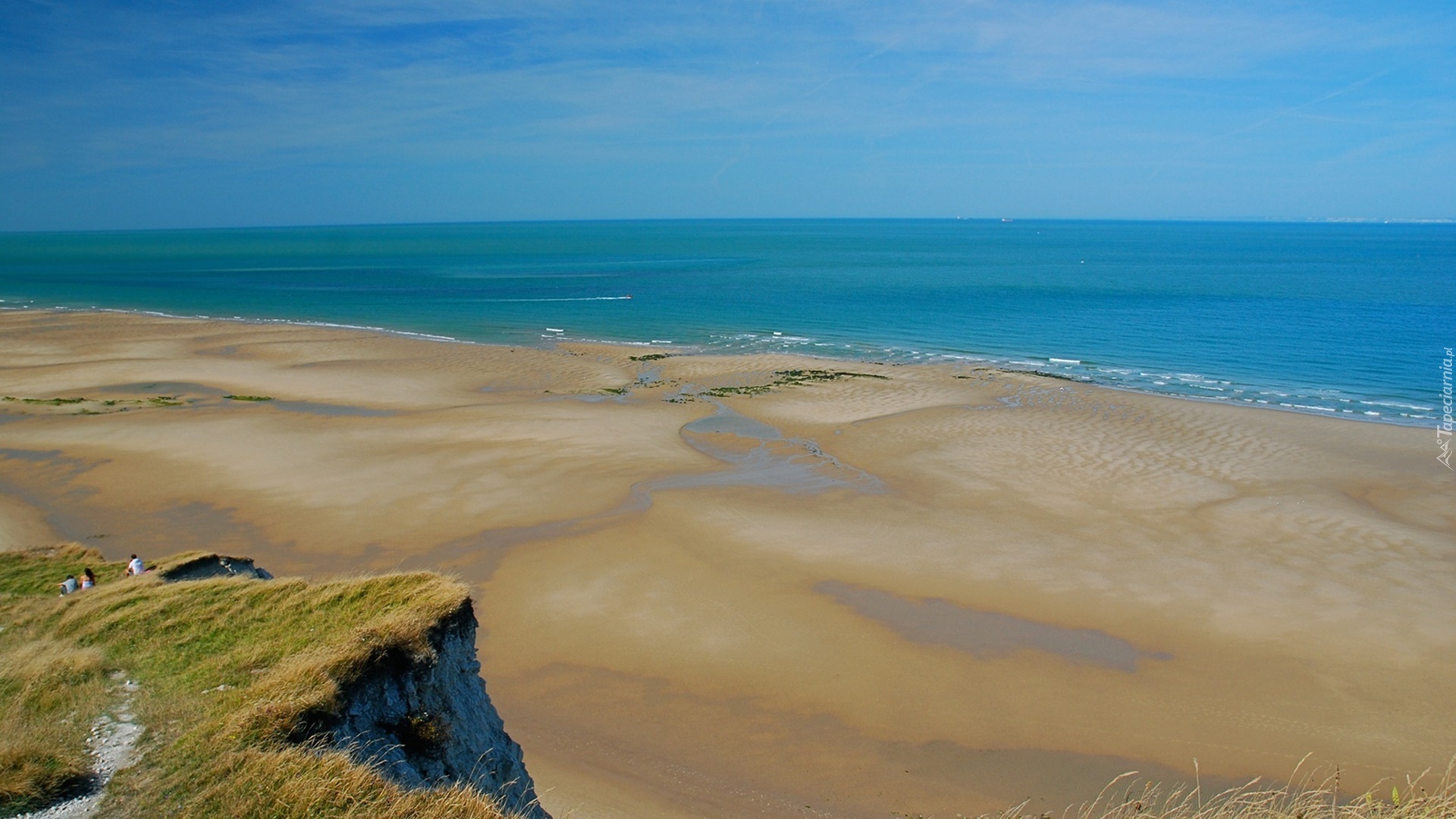 Plaża, Morze, Błękitne, Niebo, Skała