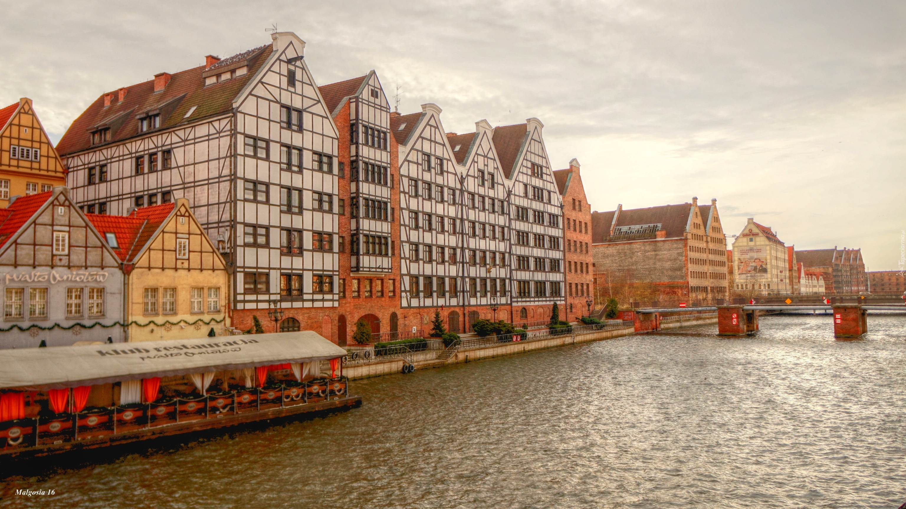 Gdańsk, Rzeka, Motława, Kamienice, HDR