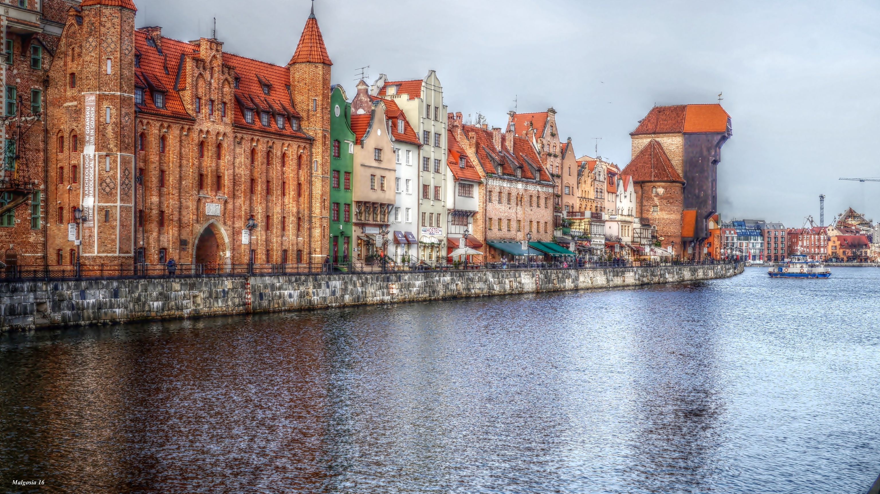 Gdańsk, Kamienice, Rzeka, Motława, HDR