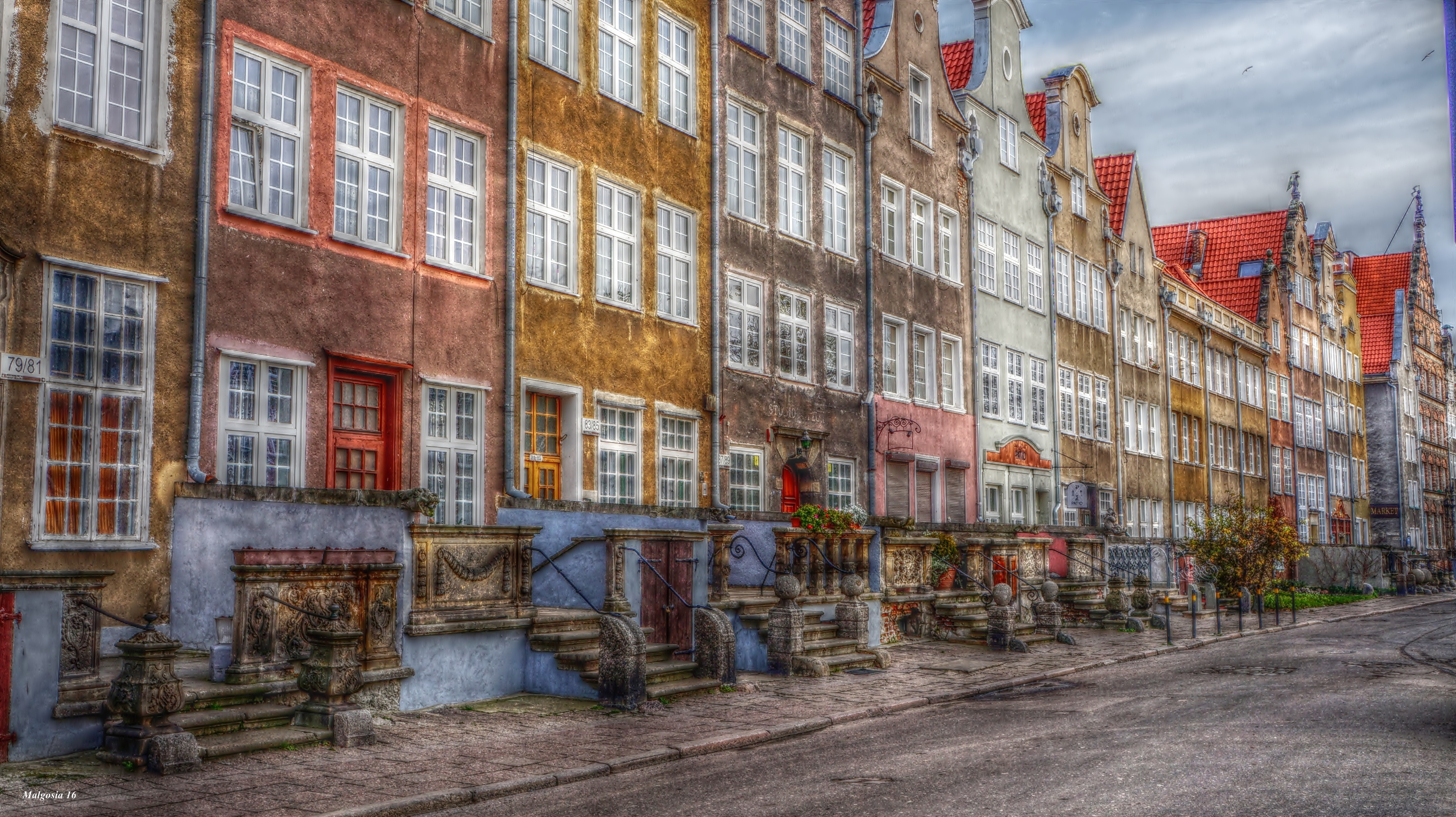 Gdańsk, Ulica, Kamienice, HDR