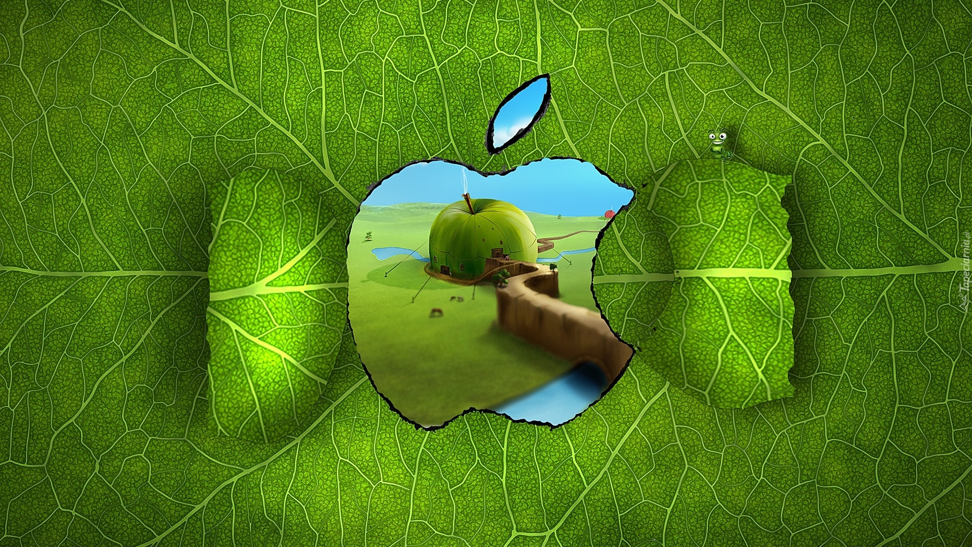 Zielone, Logo, Apple, 3D