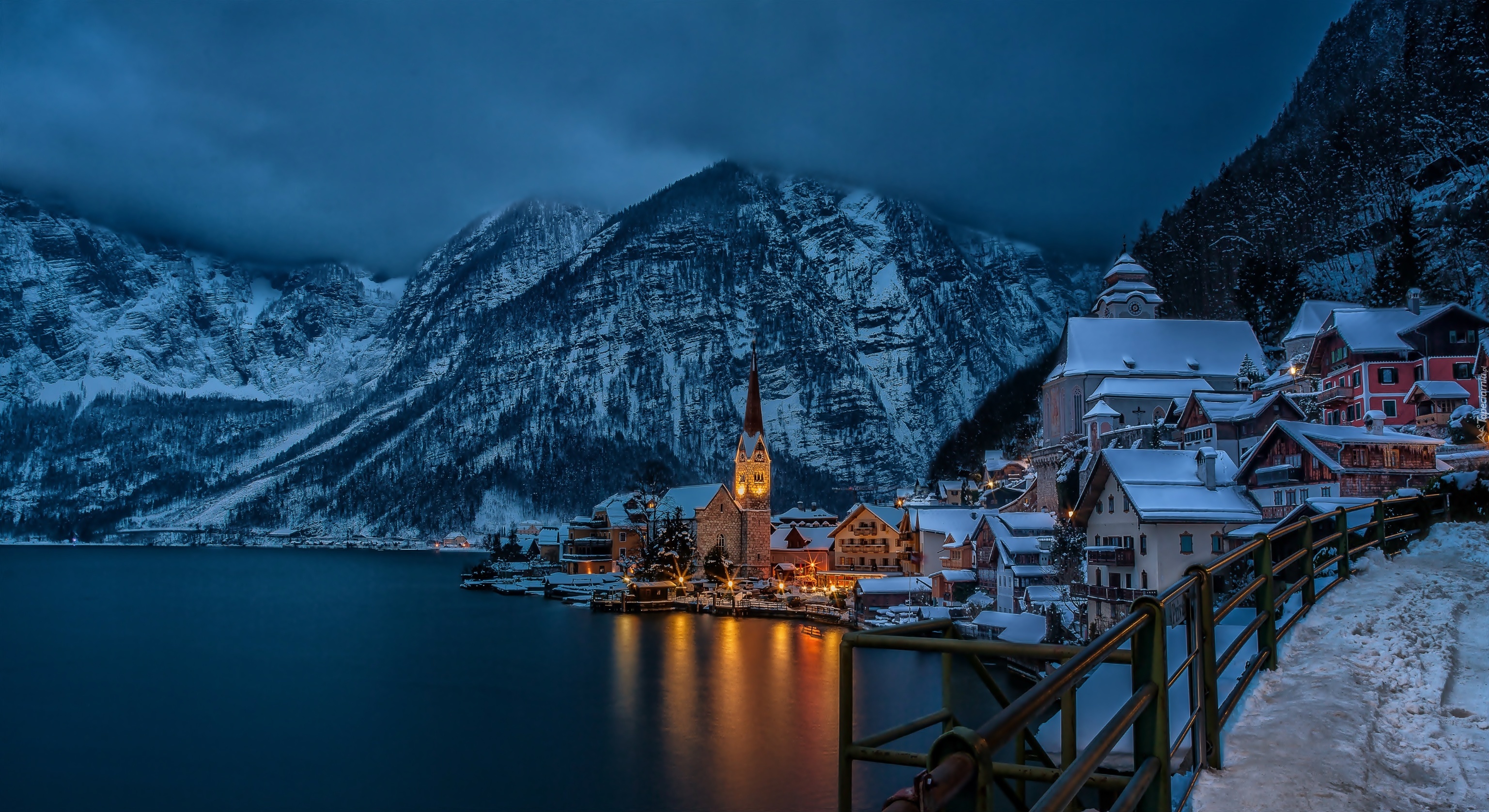 Austria, Hallstatt, Jezioro, Góry