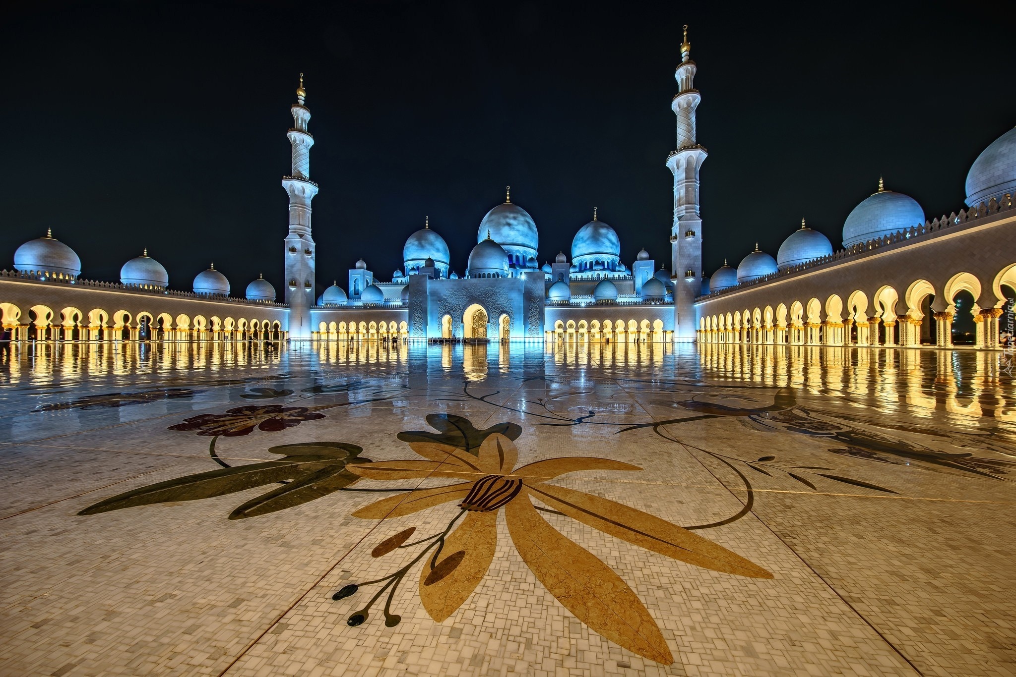Oświetlony Meczet, Abu Dhabi, Zjednoczone Emiraty Arabskie