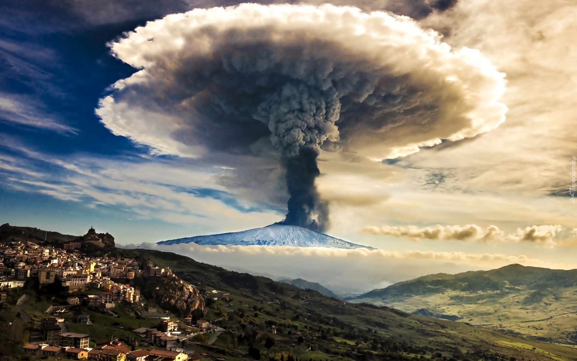 Wulkan, Etna, Góry, Włochy