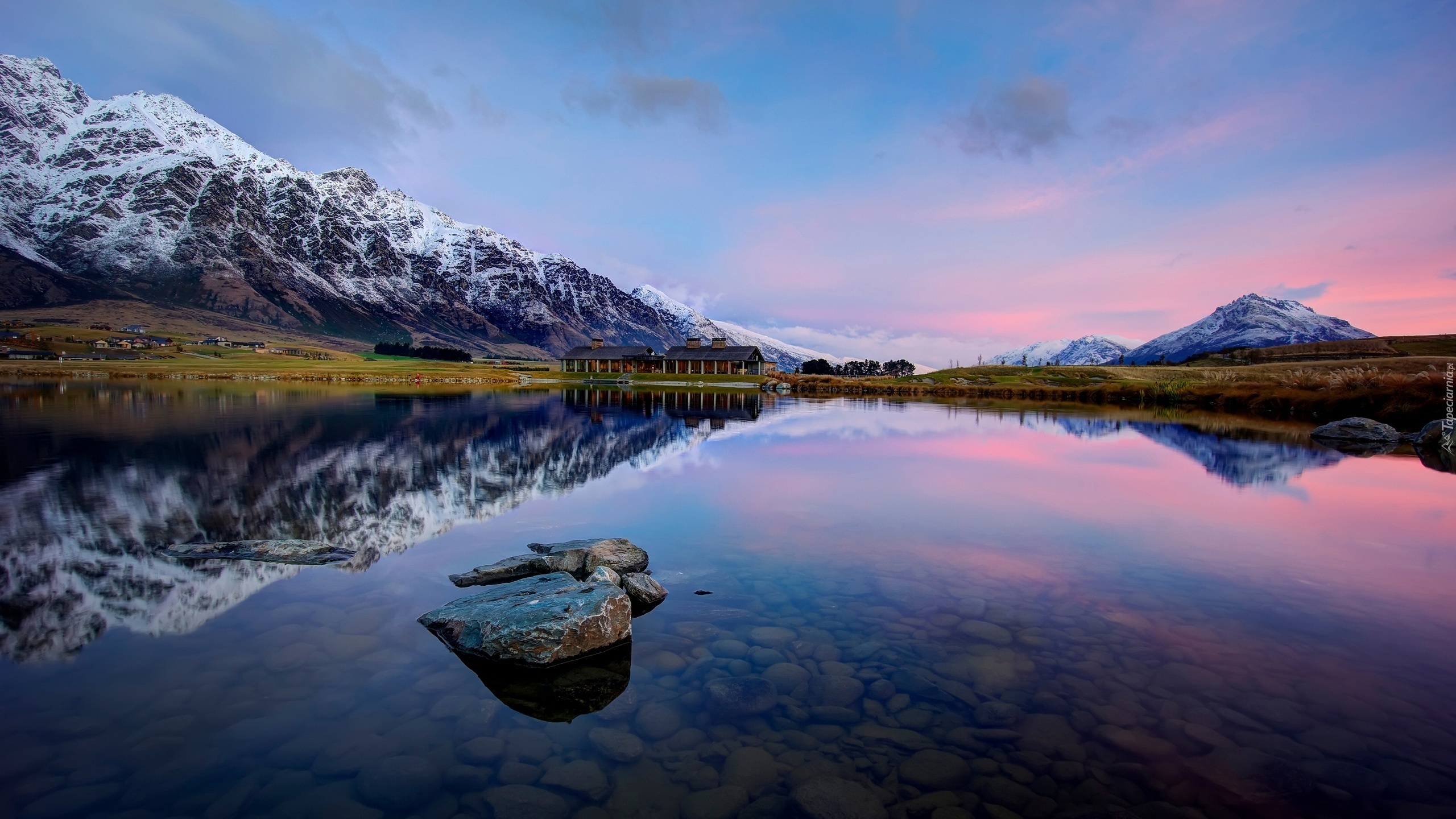 Queenstown, Jezioro, Wakatipu, Góry, Domy