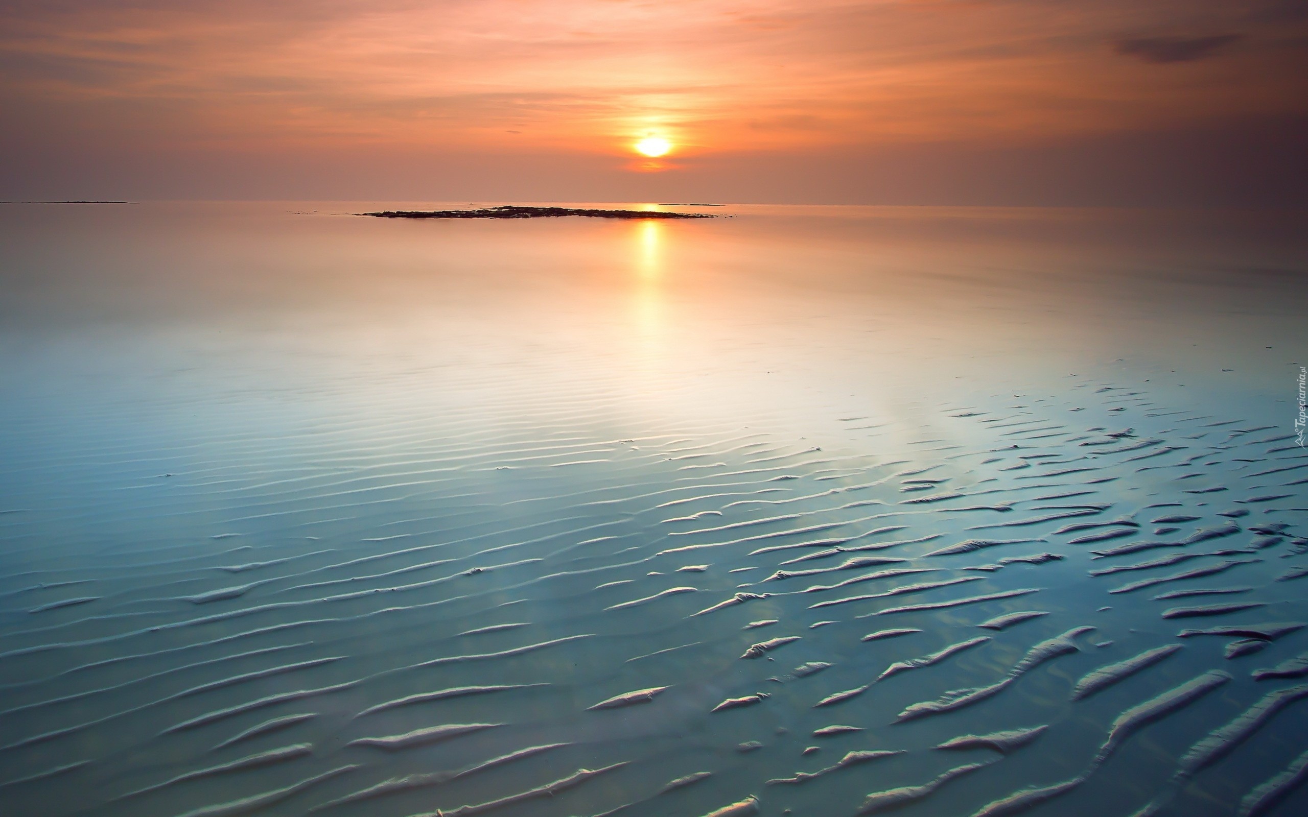 Morze, Plaża, Zachód, Słońca