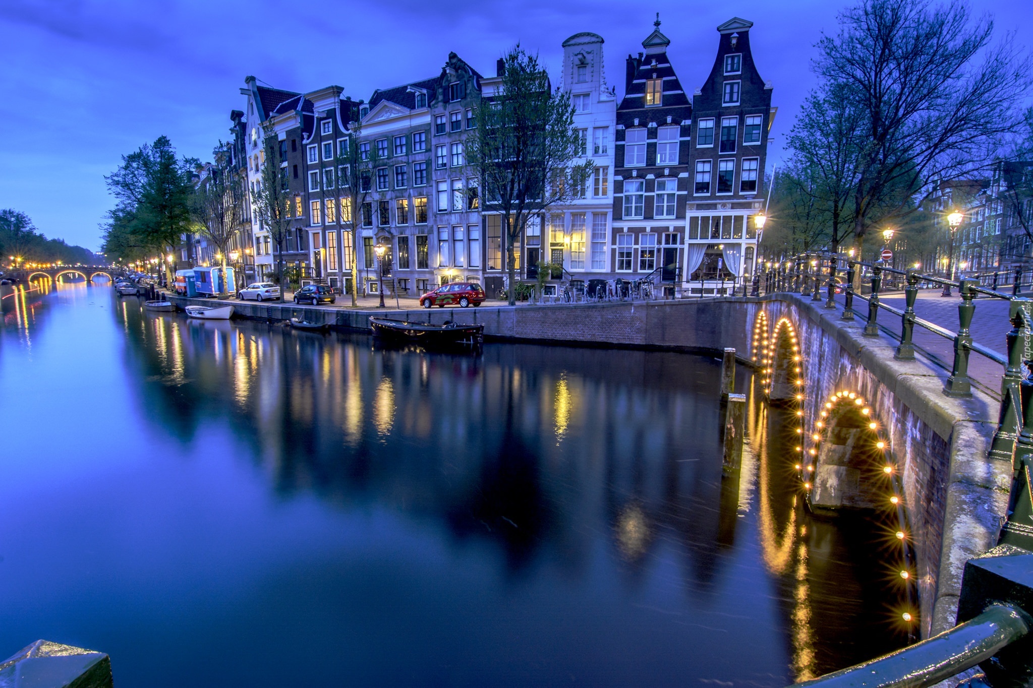 Amsterdam, Kanał, Most, Kamienice