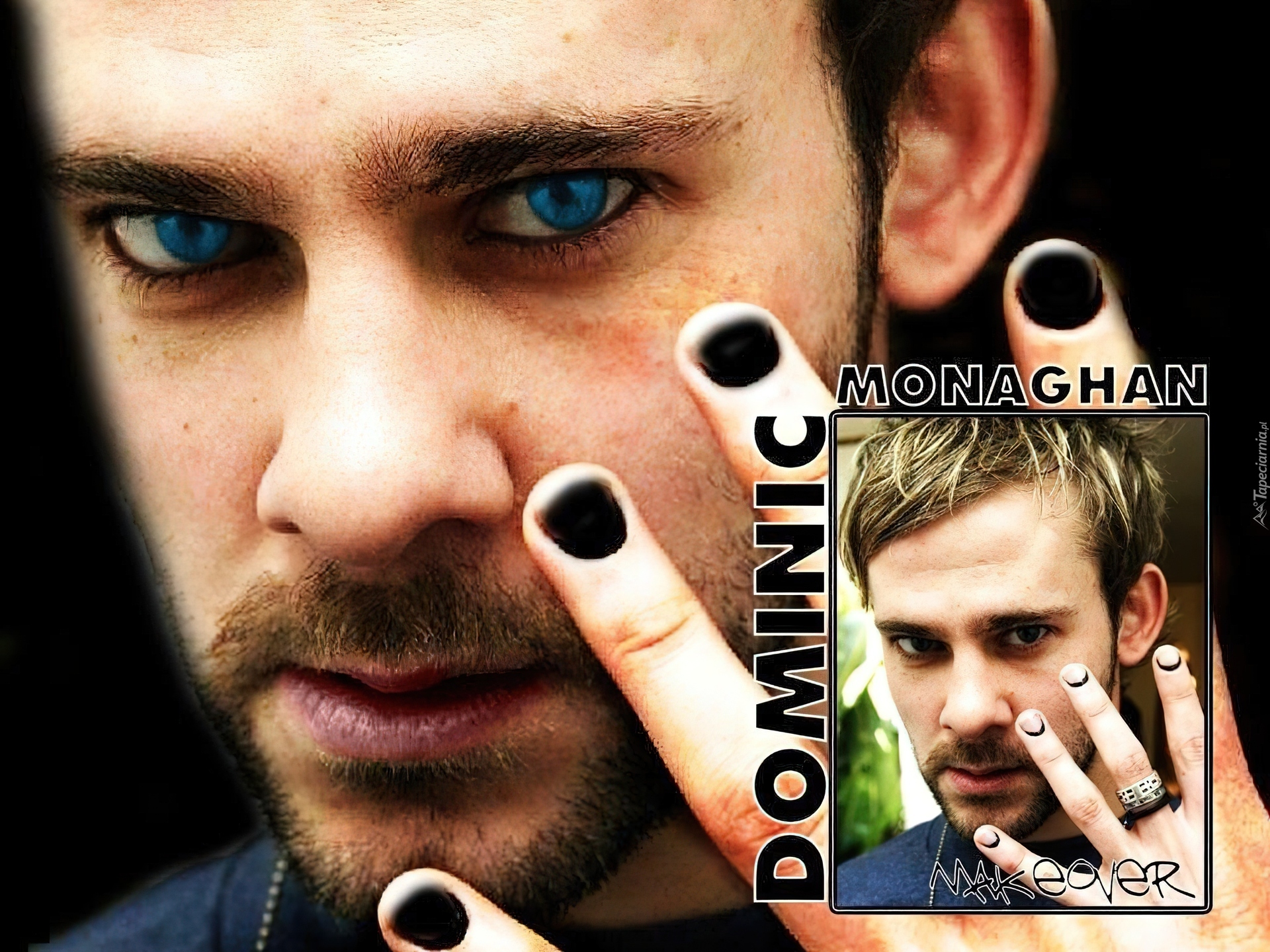 Dominic Monaghan,niebieski oczy, czarne paznokcie