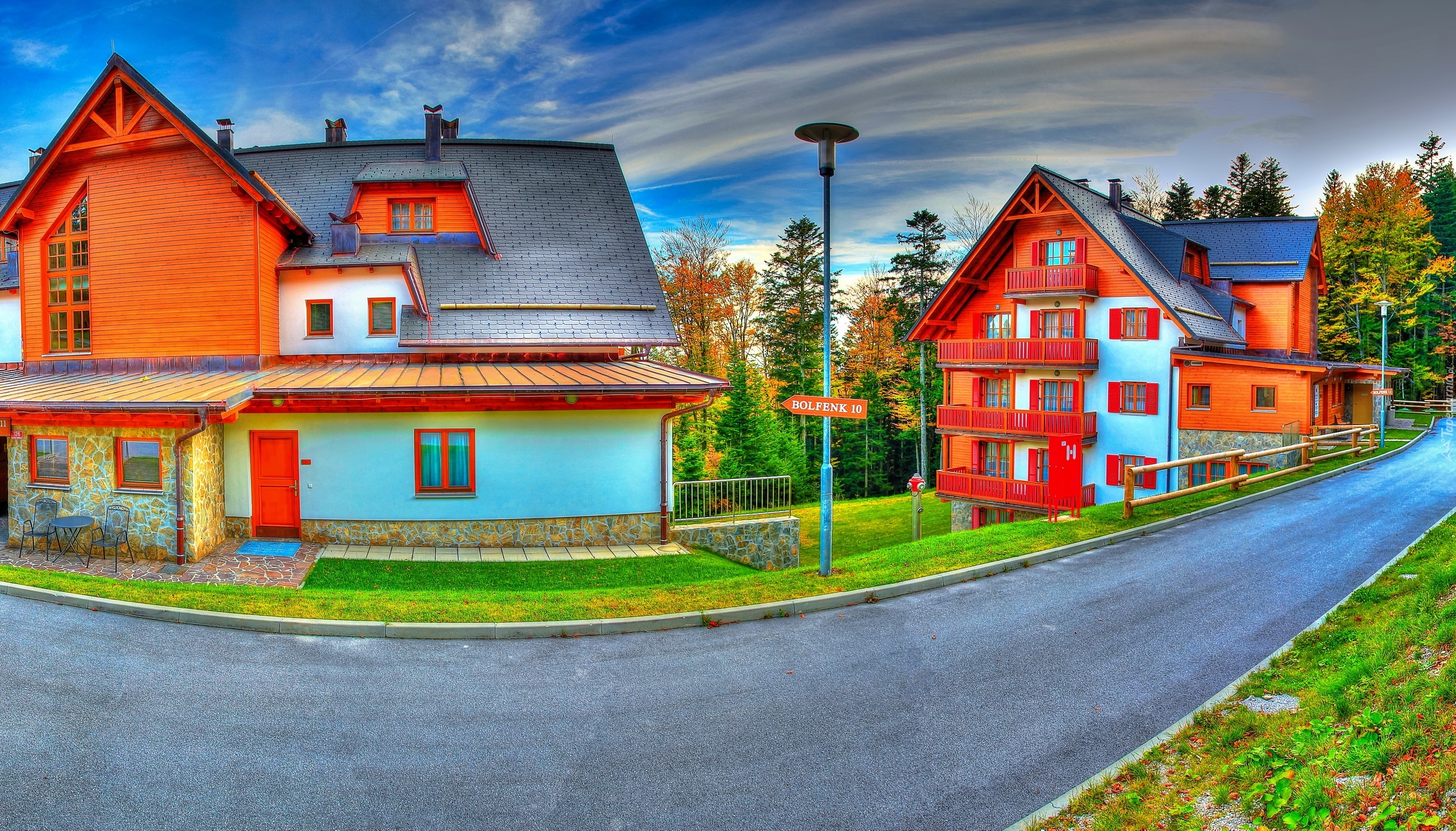 Kolorowe, Domki, Ulica, HDR