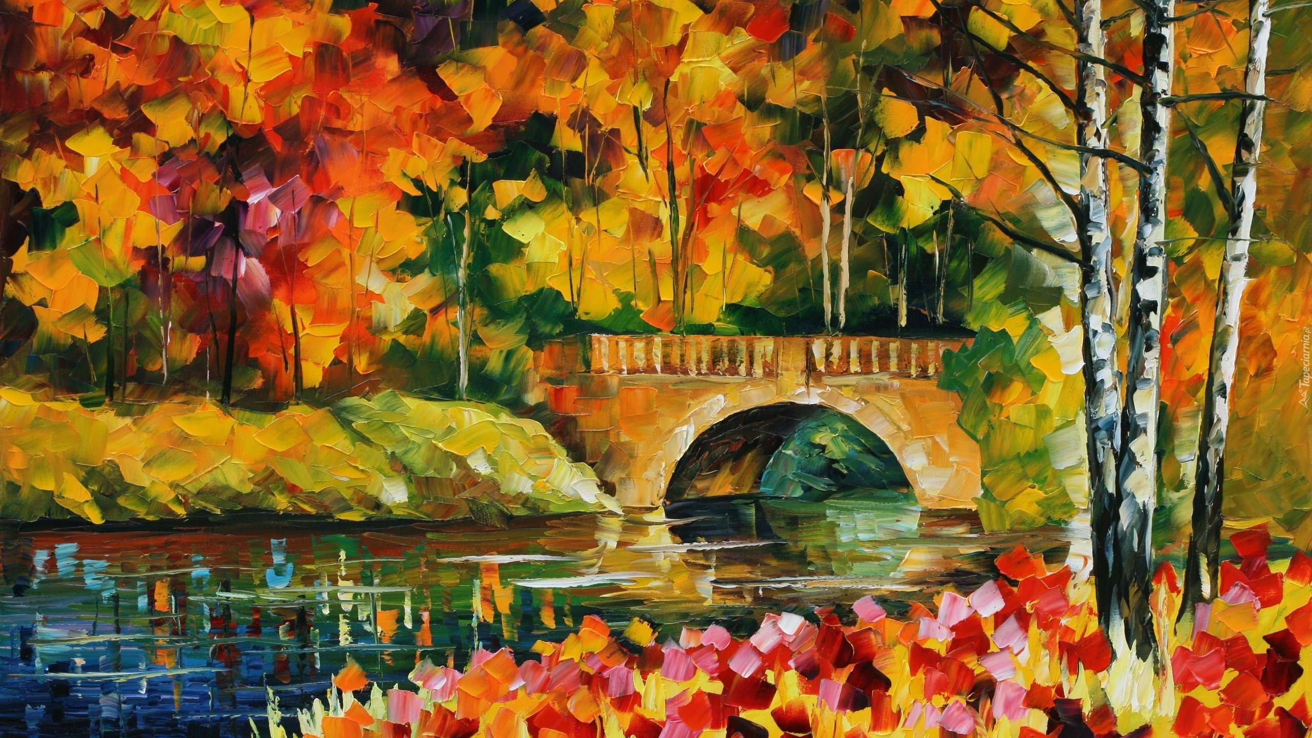 Jesienny, Krajobraz, Most, Rzeka
