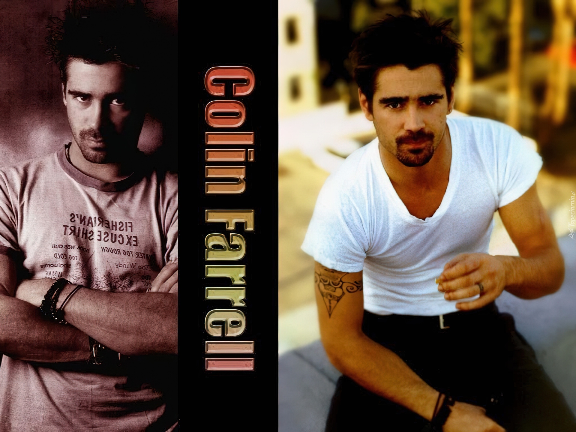 Colin Farrell,biały t-shirt