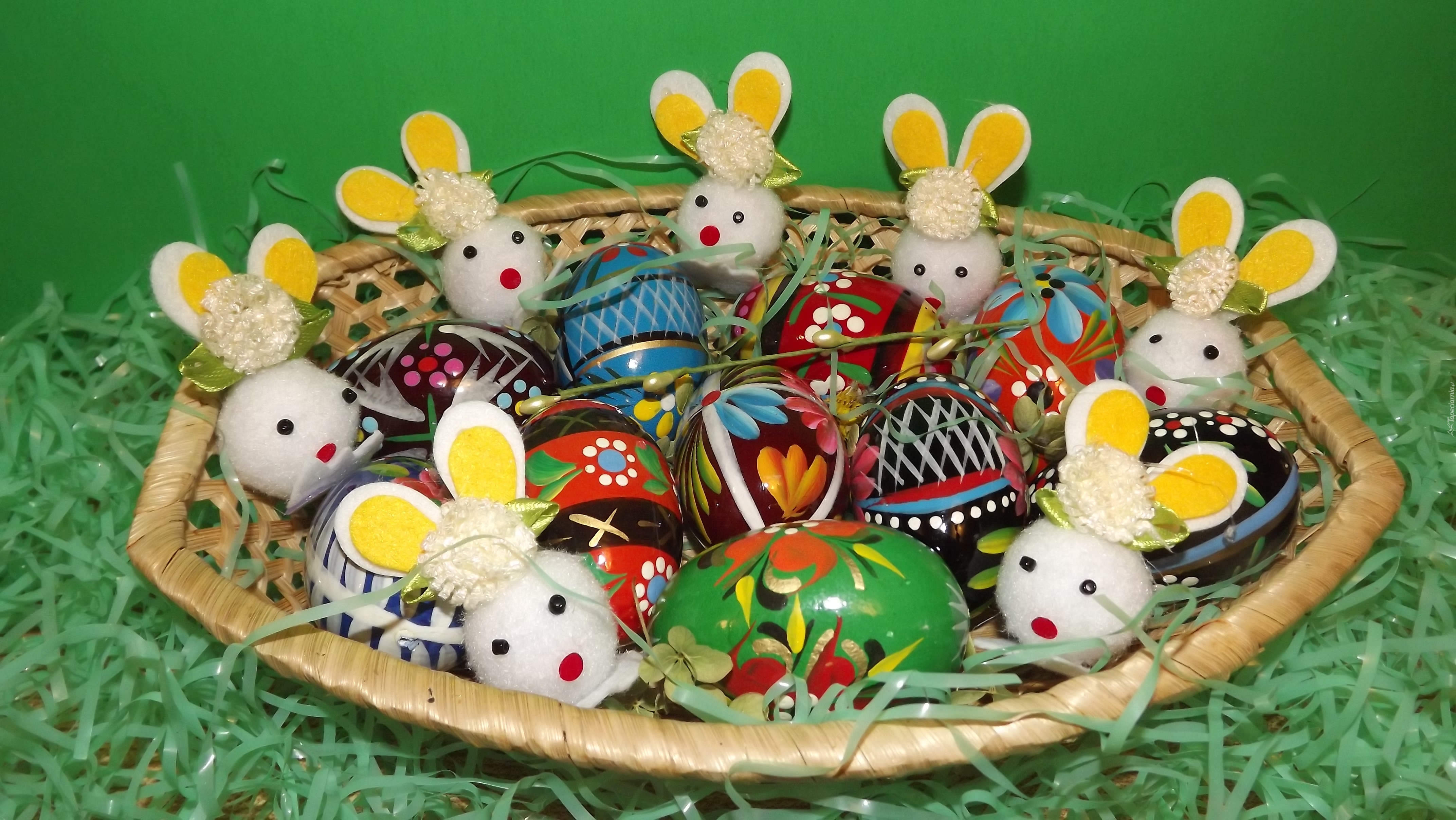 Wielkanoc, Koszyk, Pisanki, Zajączki