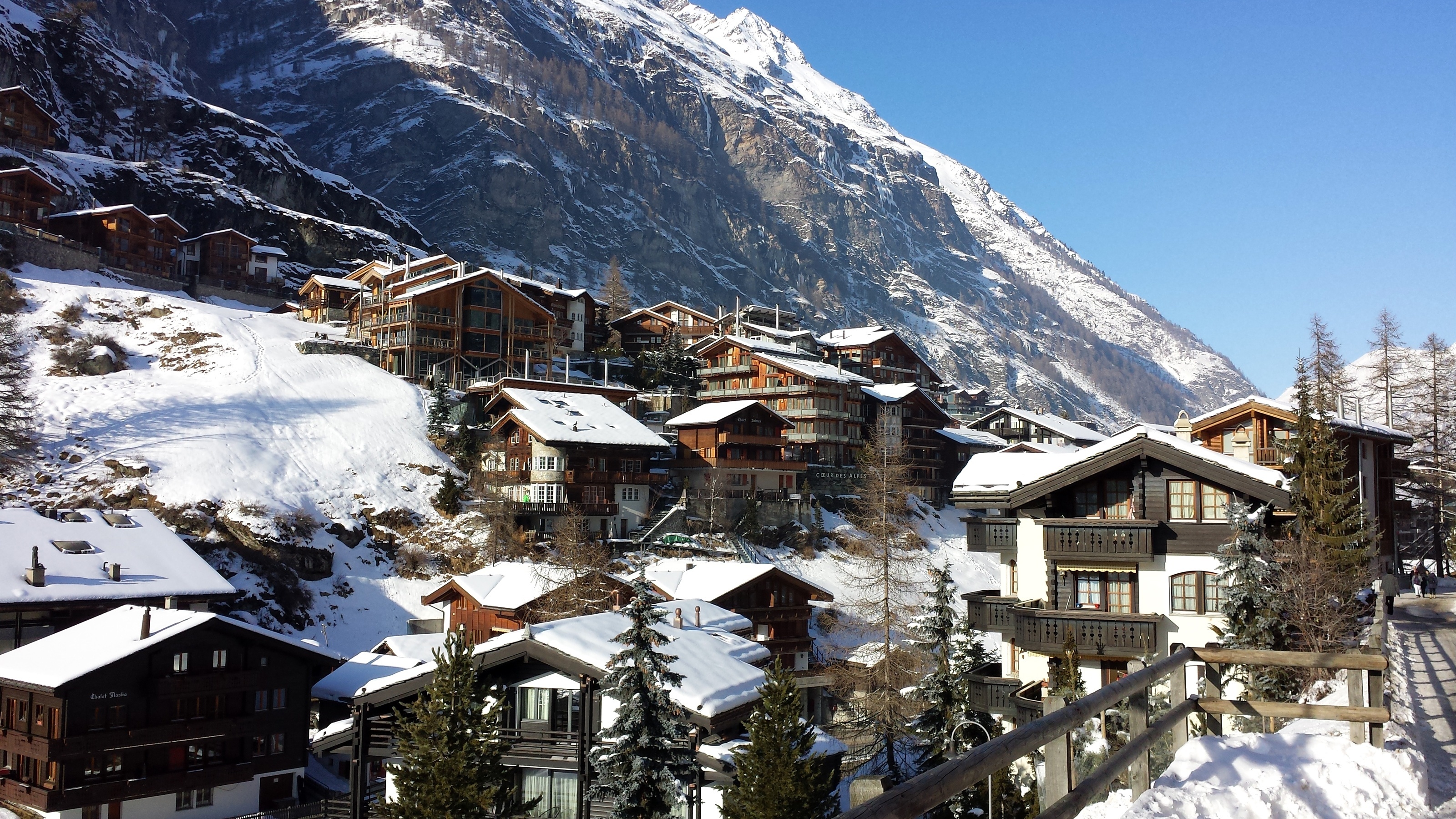 страны архитектура природа горы Церматт Швейцария country architecture nature mountains Zermatt Switzerland скачать