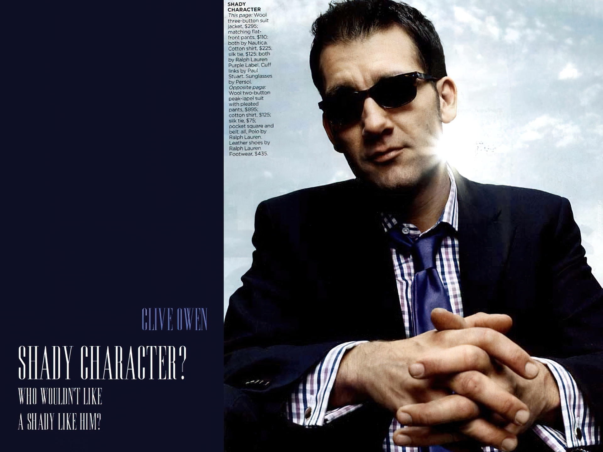 Clive Owen,okulary, krawat