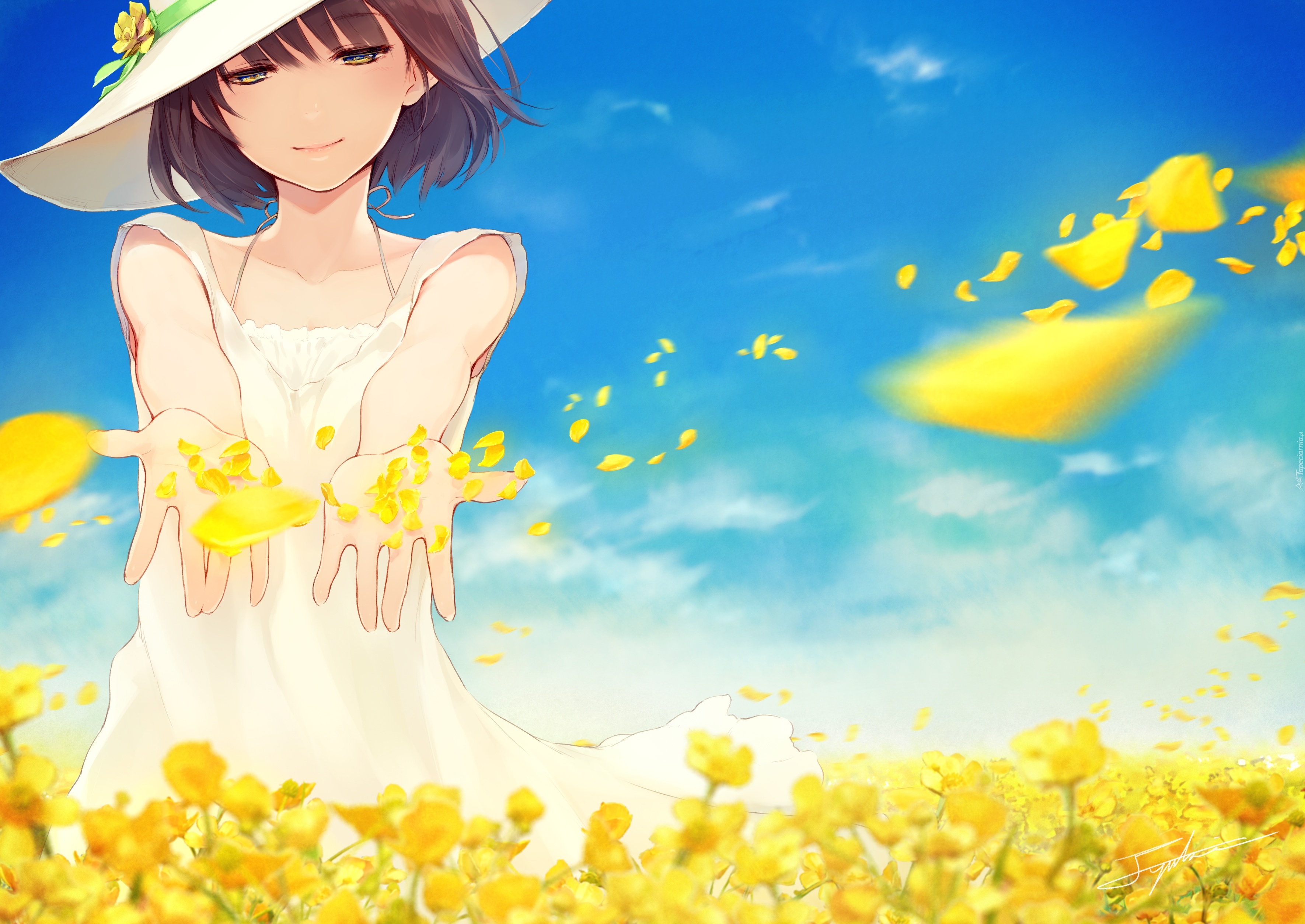 Dziewczyna, Kwiaty, Anime