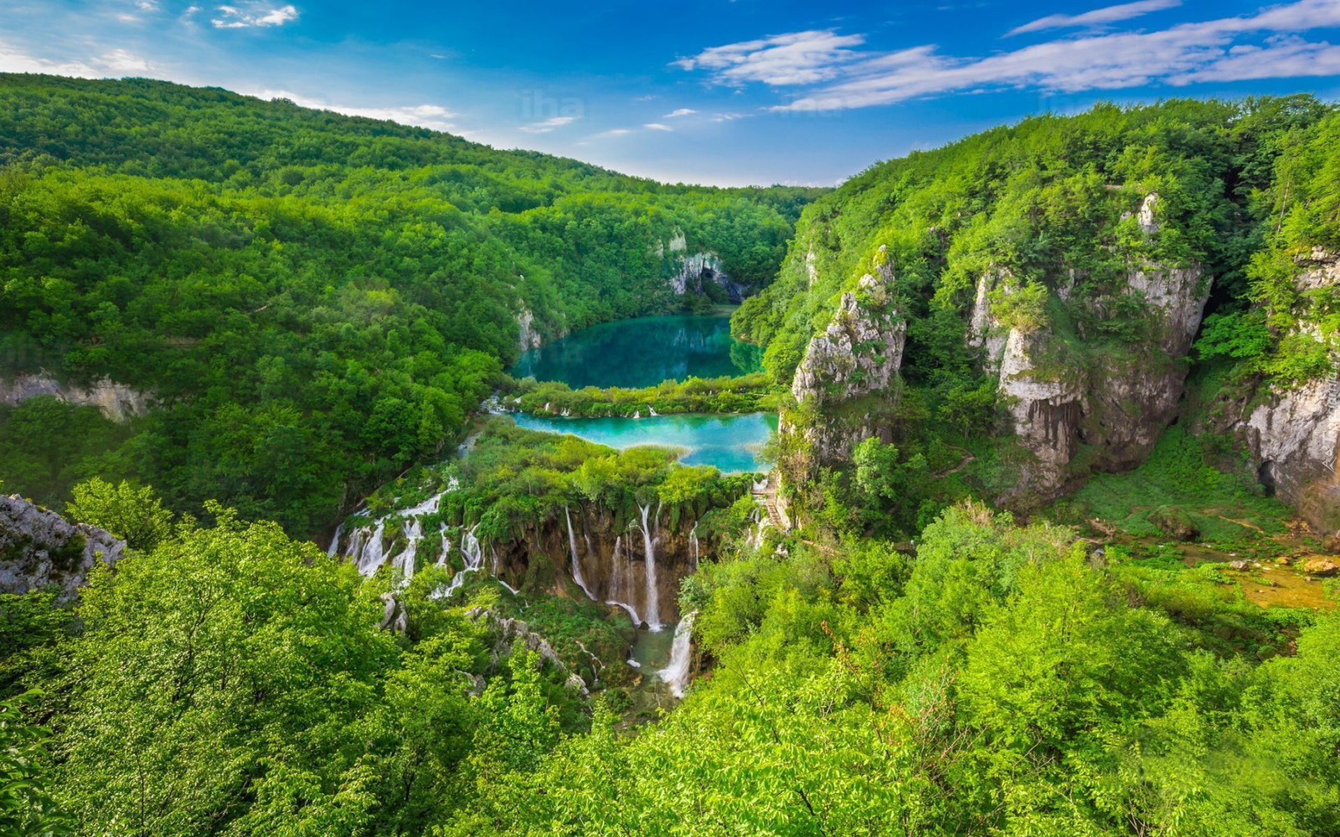 Góry, Jeziorko, Wodospad, Park Narodowy Plitvice