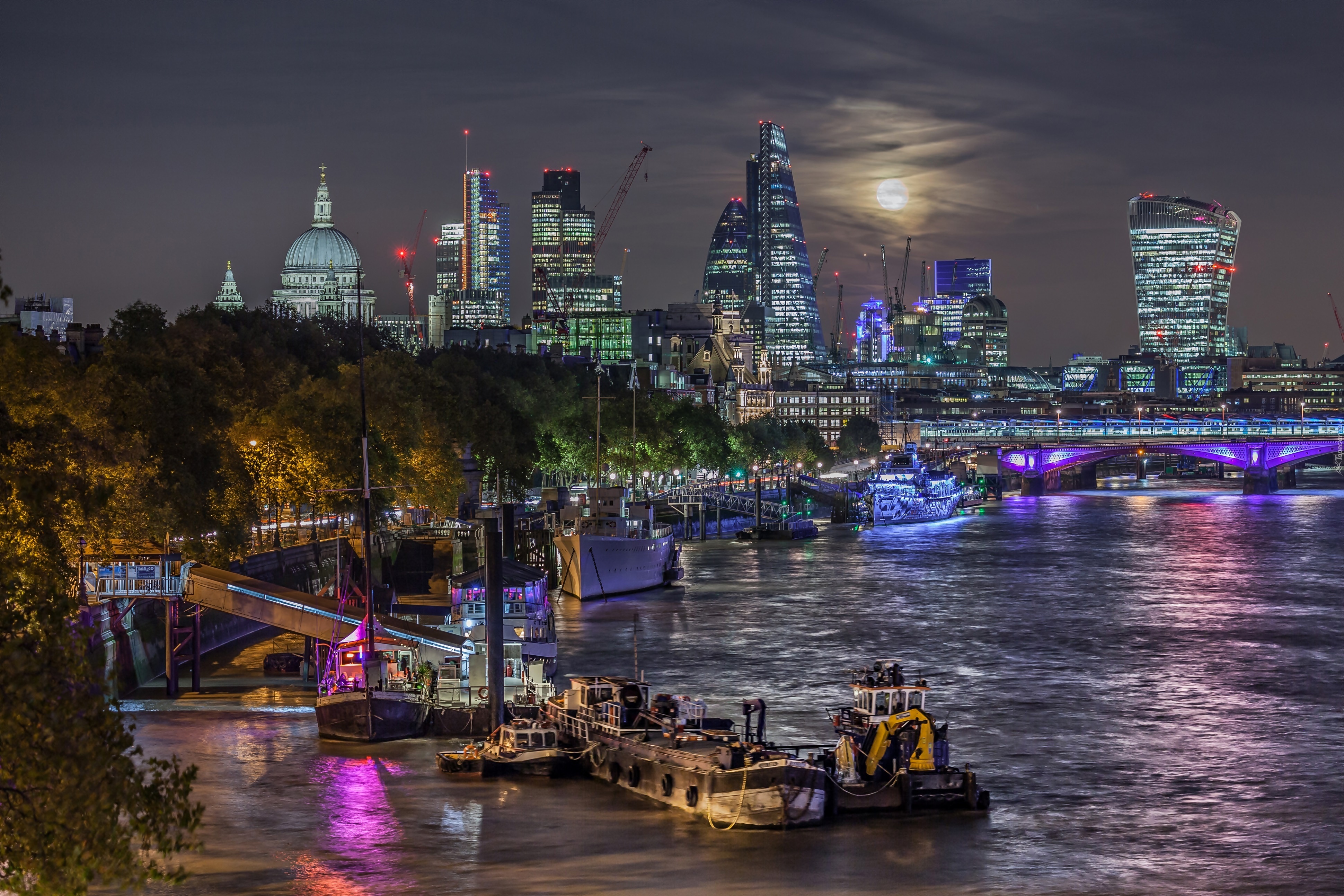 Nocna, Panorama, Londynu, HDR