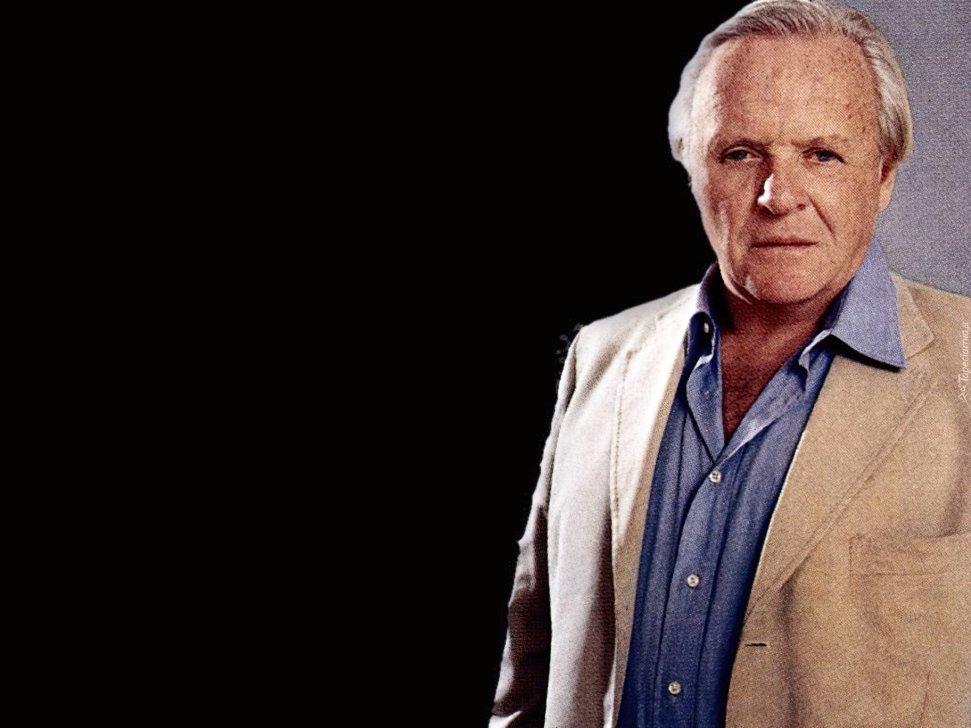 Anthony Hopkins,niebieska, koszula