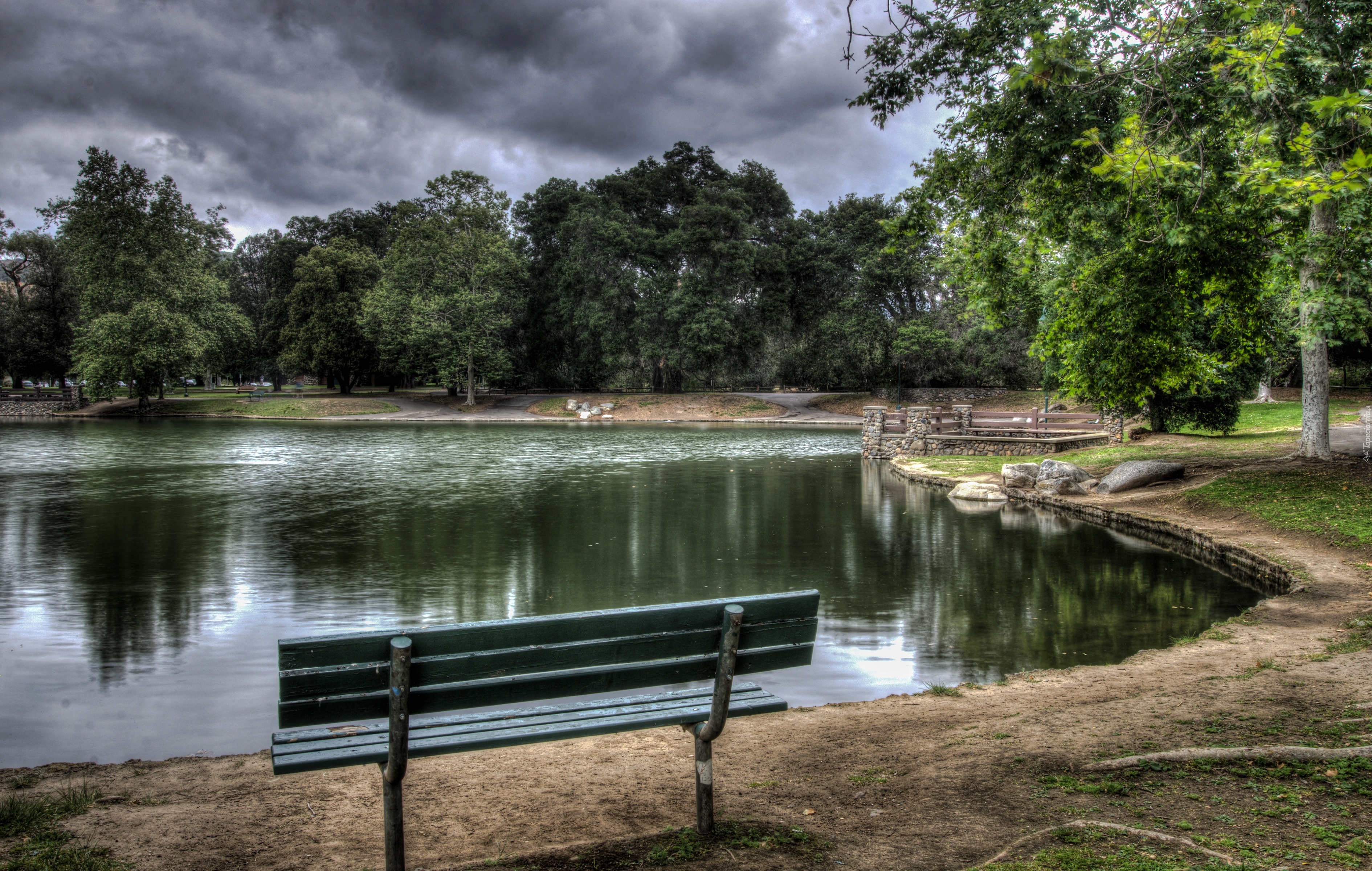 Ławka, Park, USA, HDR