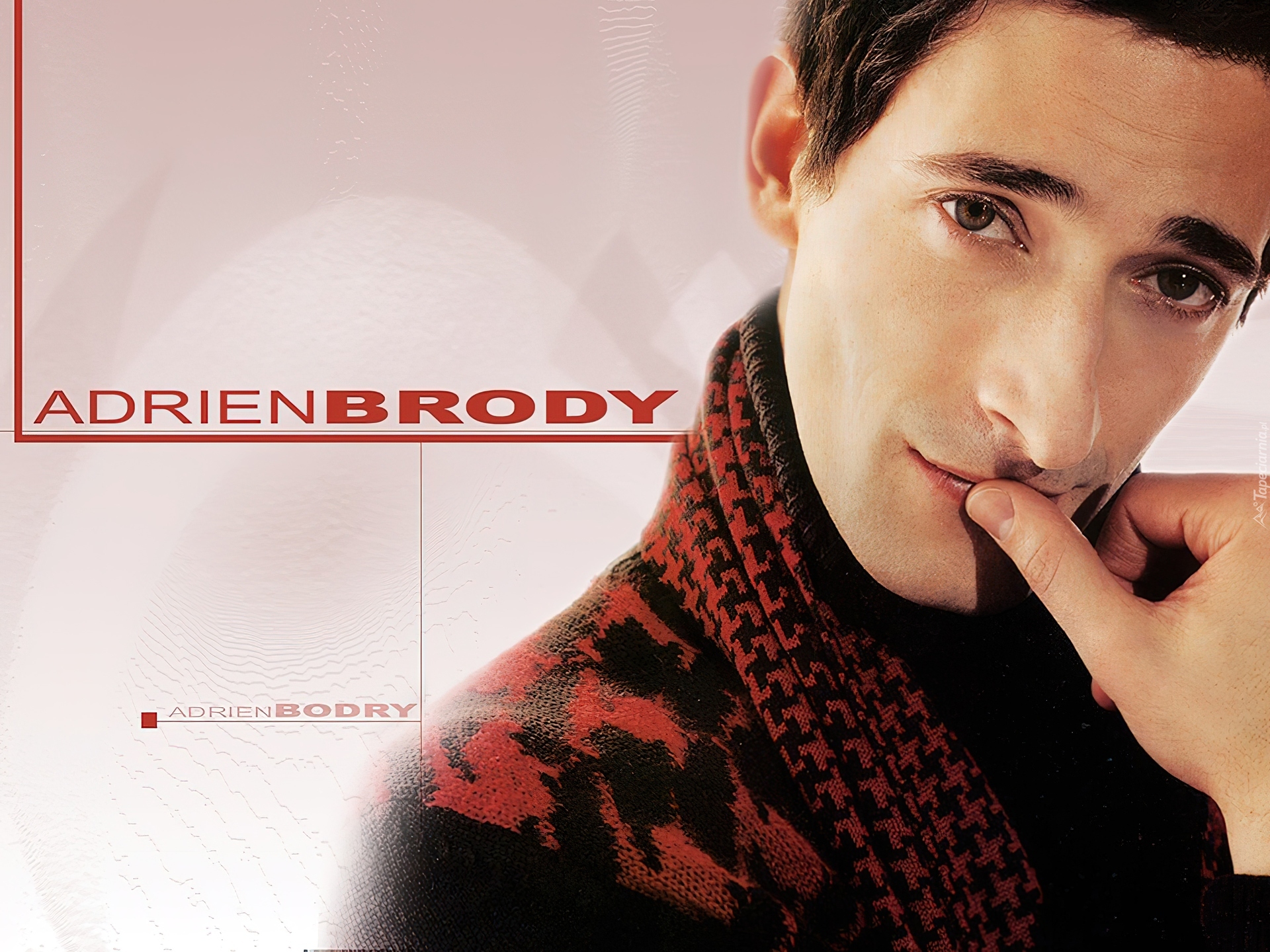 Adrien Brody,sweter, szalik