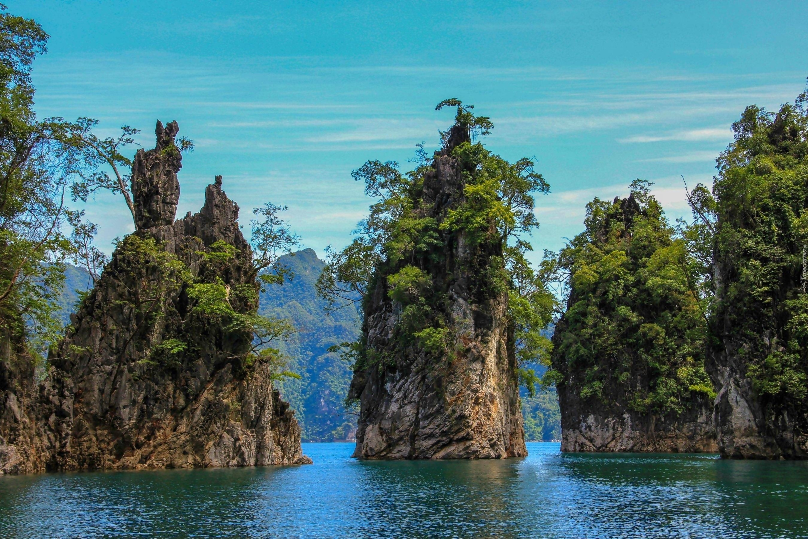 Park Narodowy, Skały, Porośnięte, Drzewami, Morze, Tajlandia