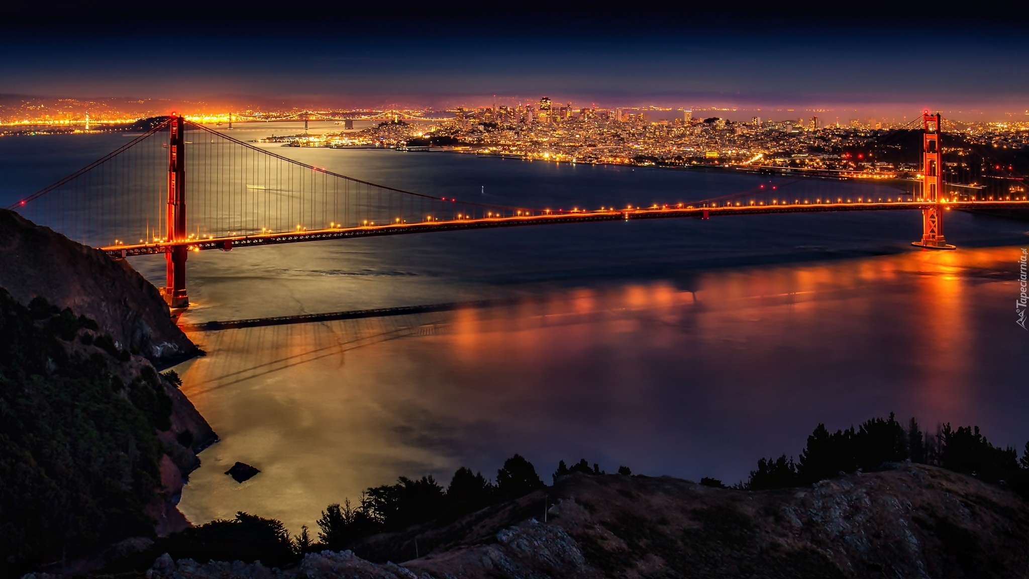 San Francisco, Golden Gate, Noc, Most