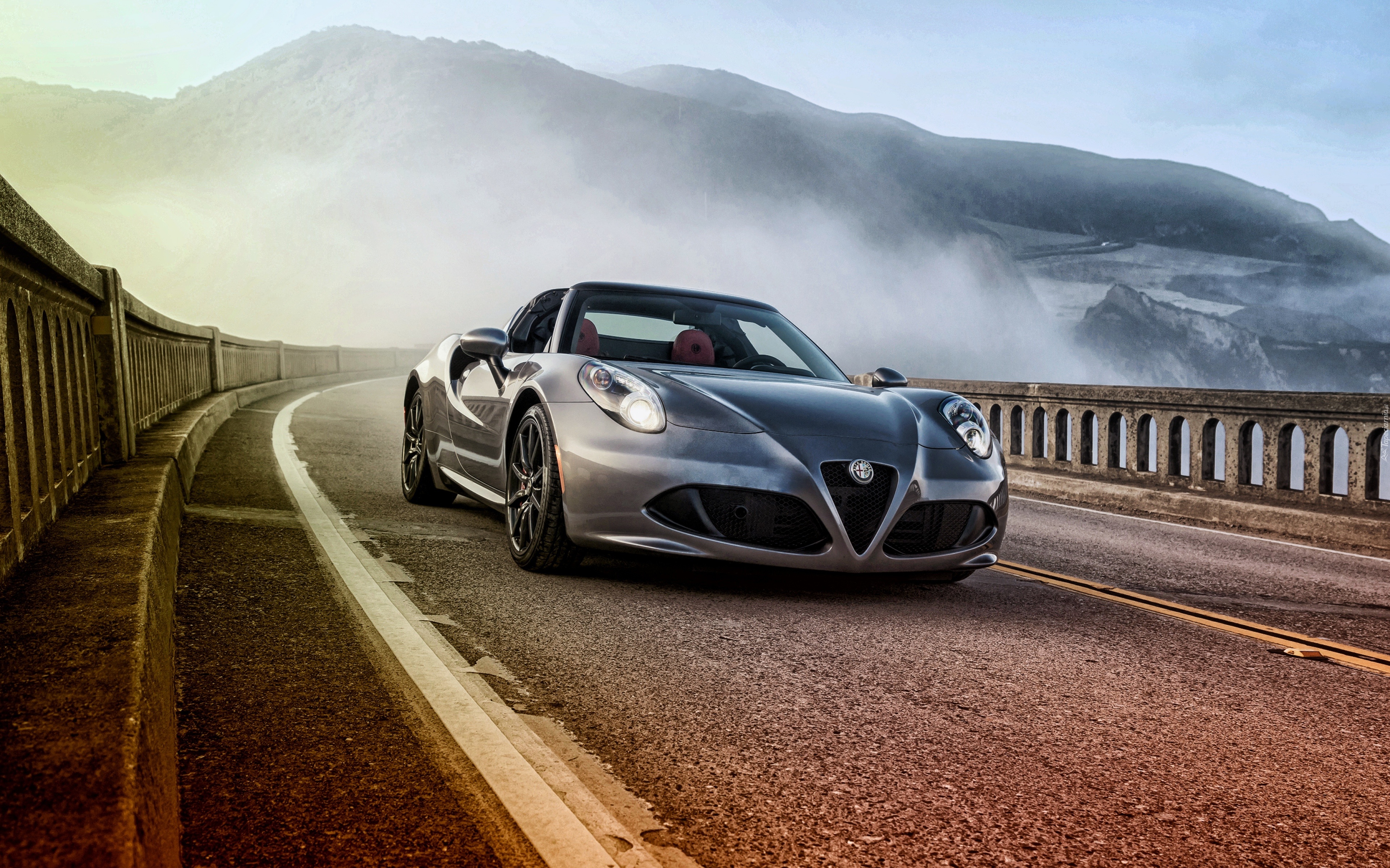 Samochód, Alfa Romeo, 4c, Most, Mgła