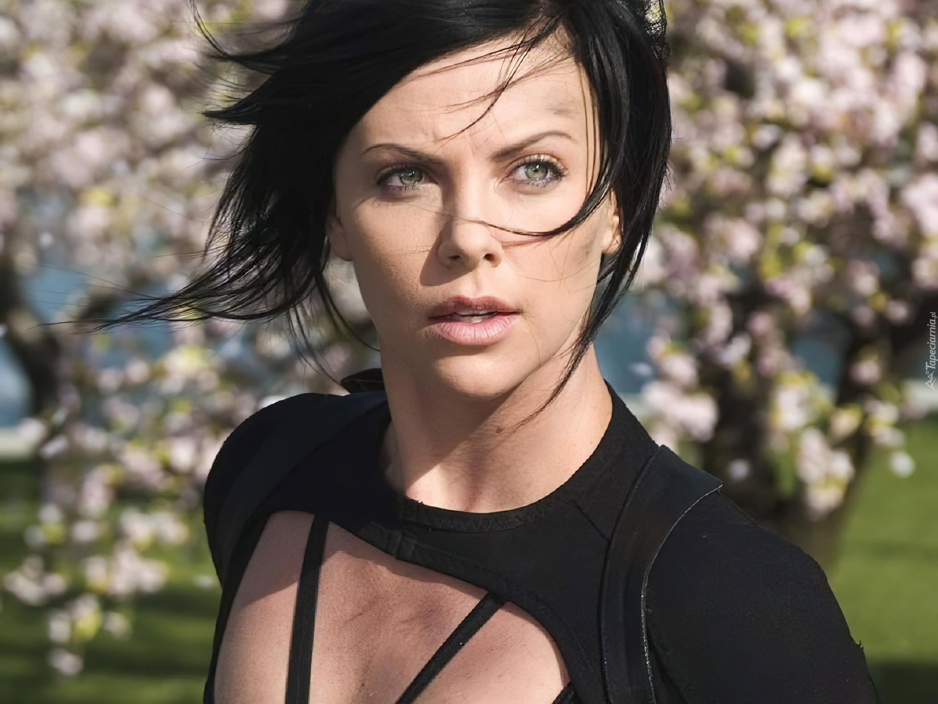 Charlize Theron,czarne, włosy