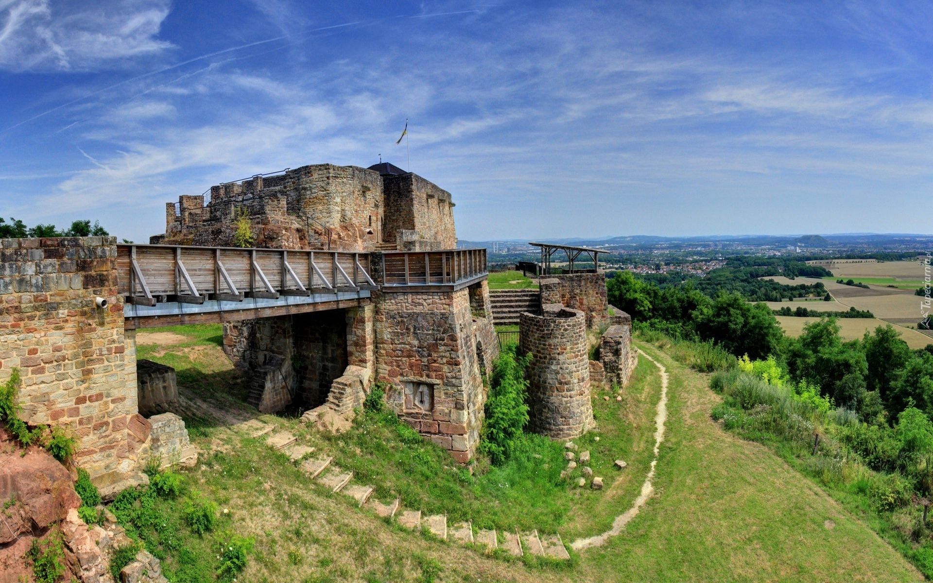 Zamek, Most, Mury, Obronne, Panorama