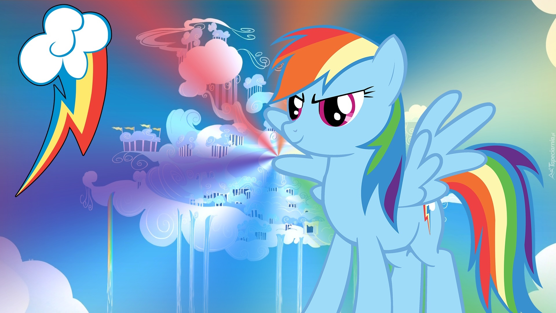 My Little Pony, Rainbow Dash, Znaczek, Cloudsdale