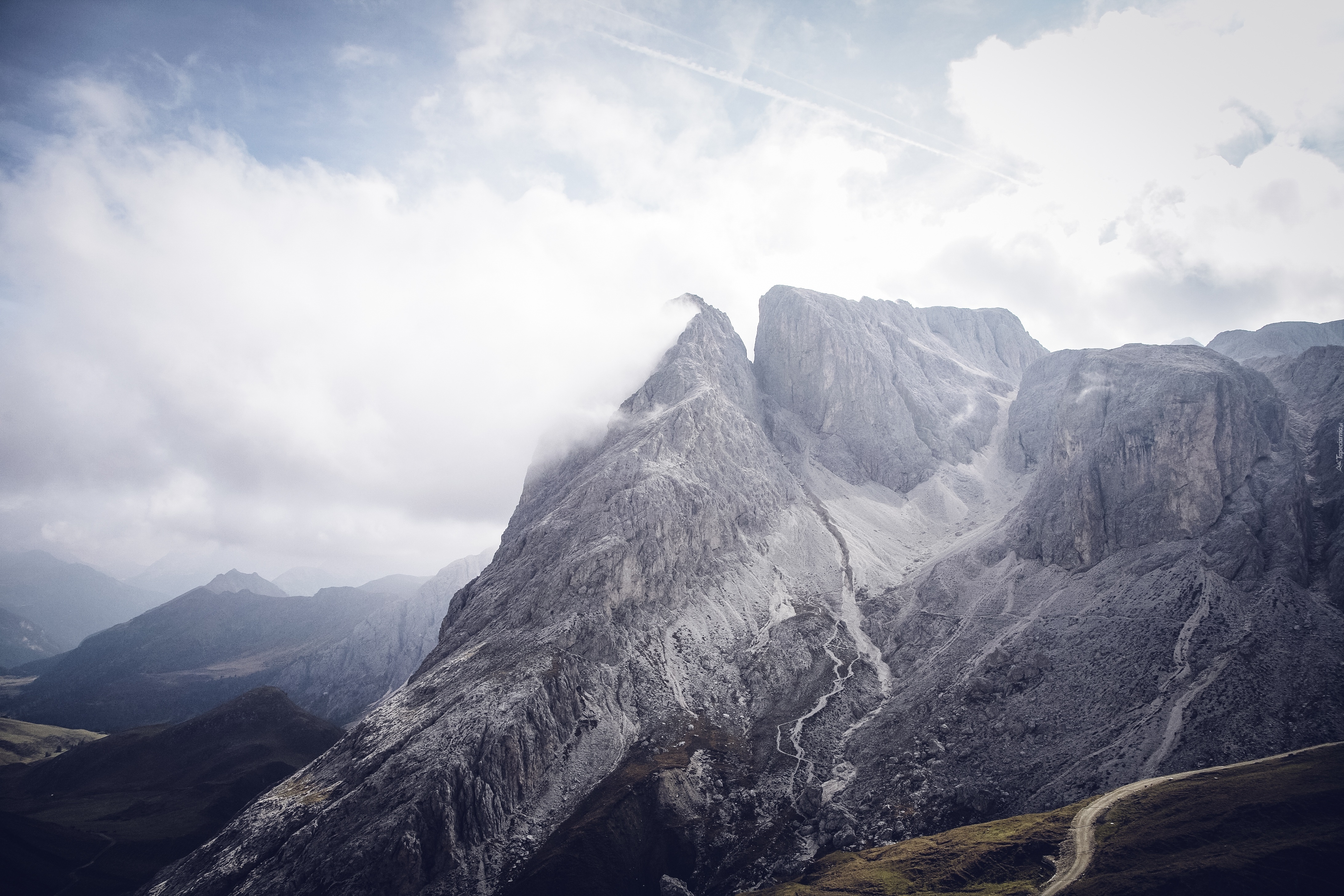 Południowy, Tyrol, Bolzano, Góry, Chmury, Mgła