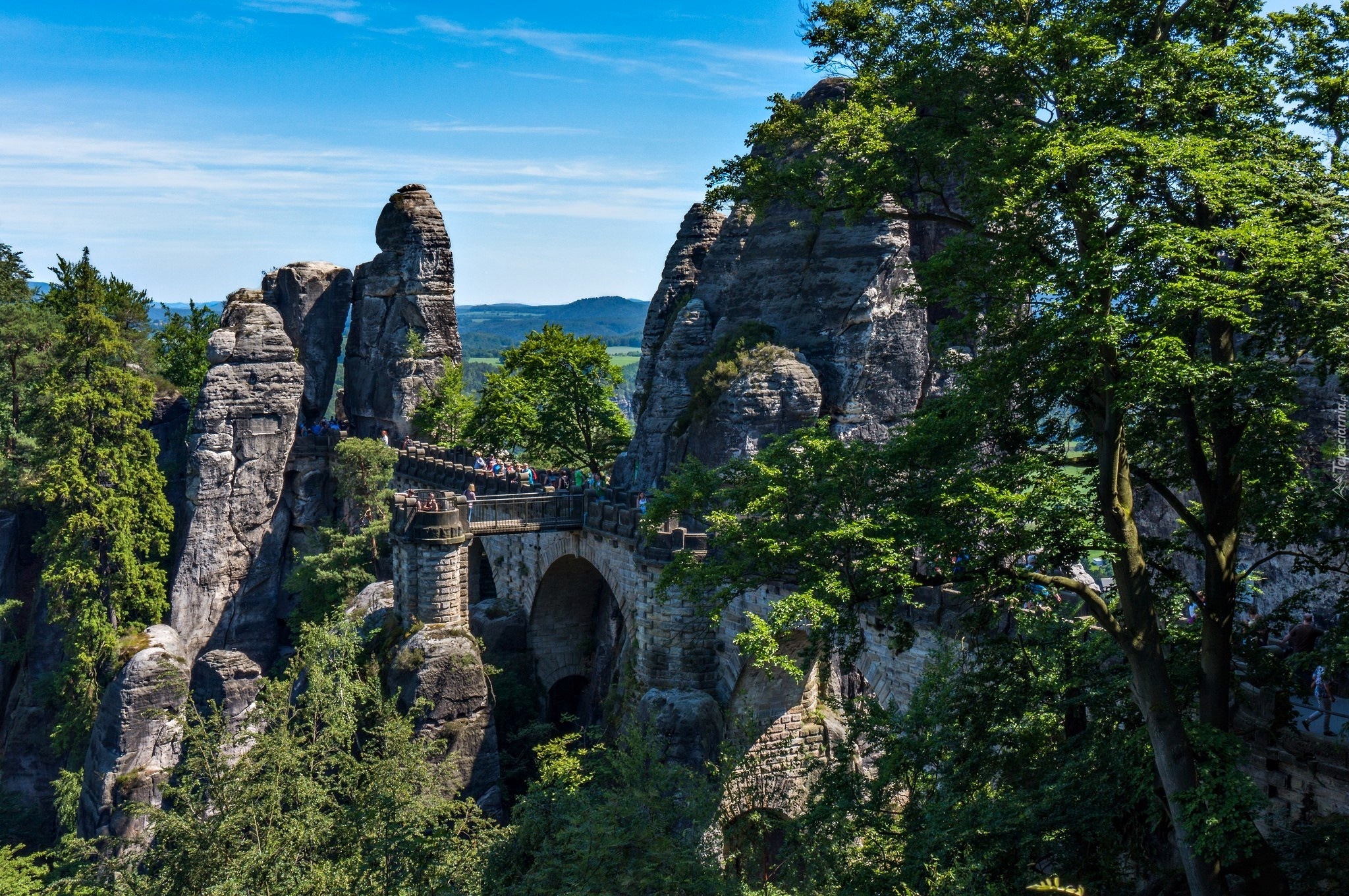 Formacja skalna, Most, Turyści, Basteibrücke, Niemcy