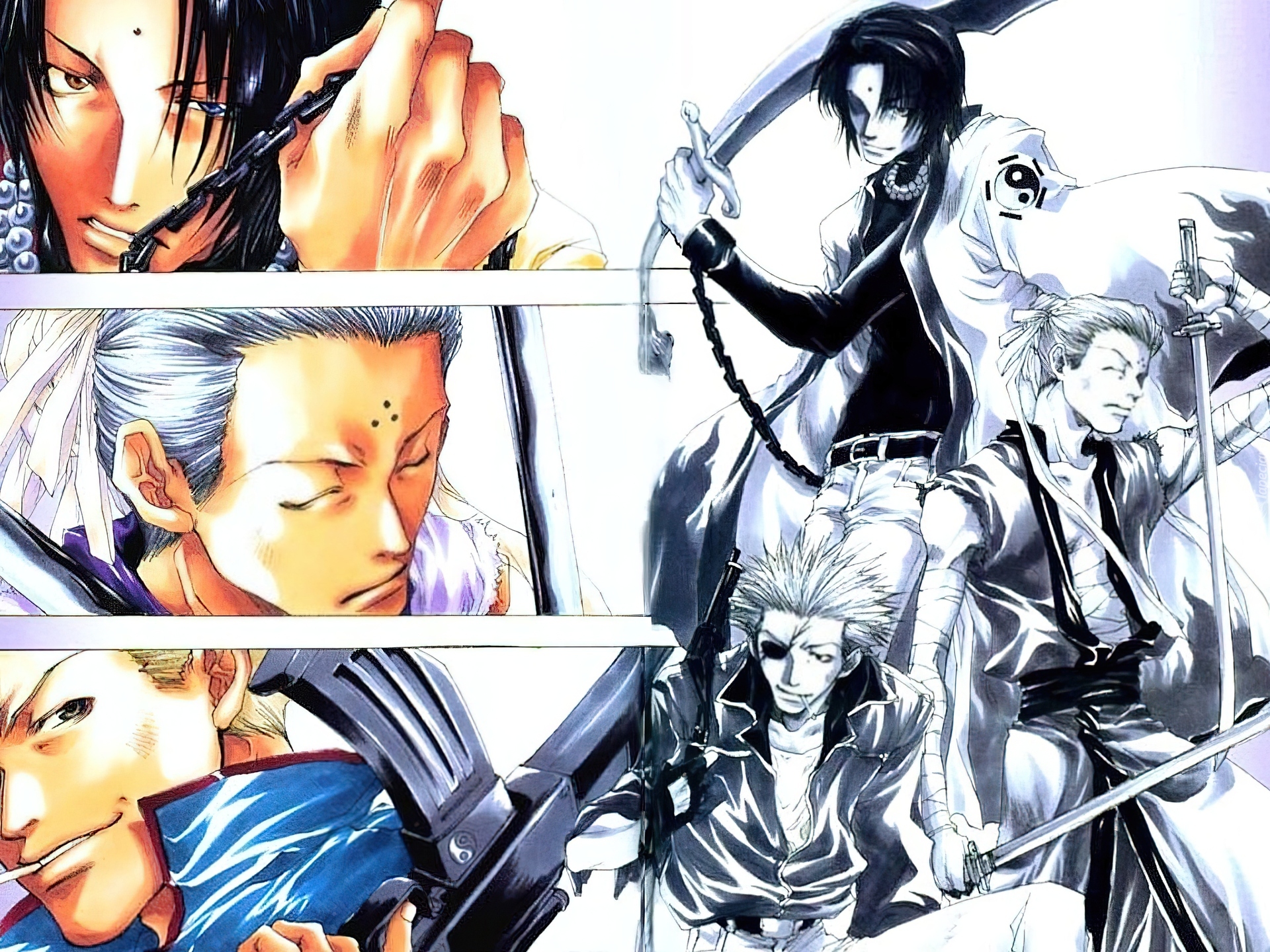 Saiyuki, twarze, bronie