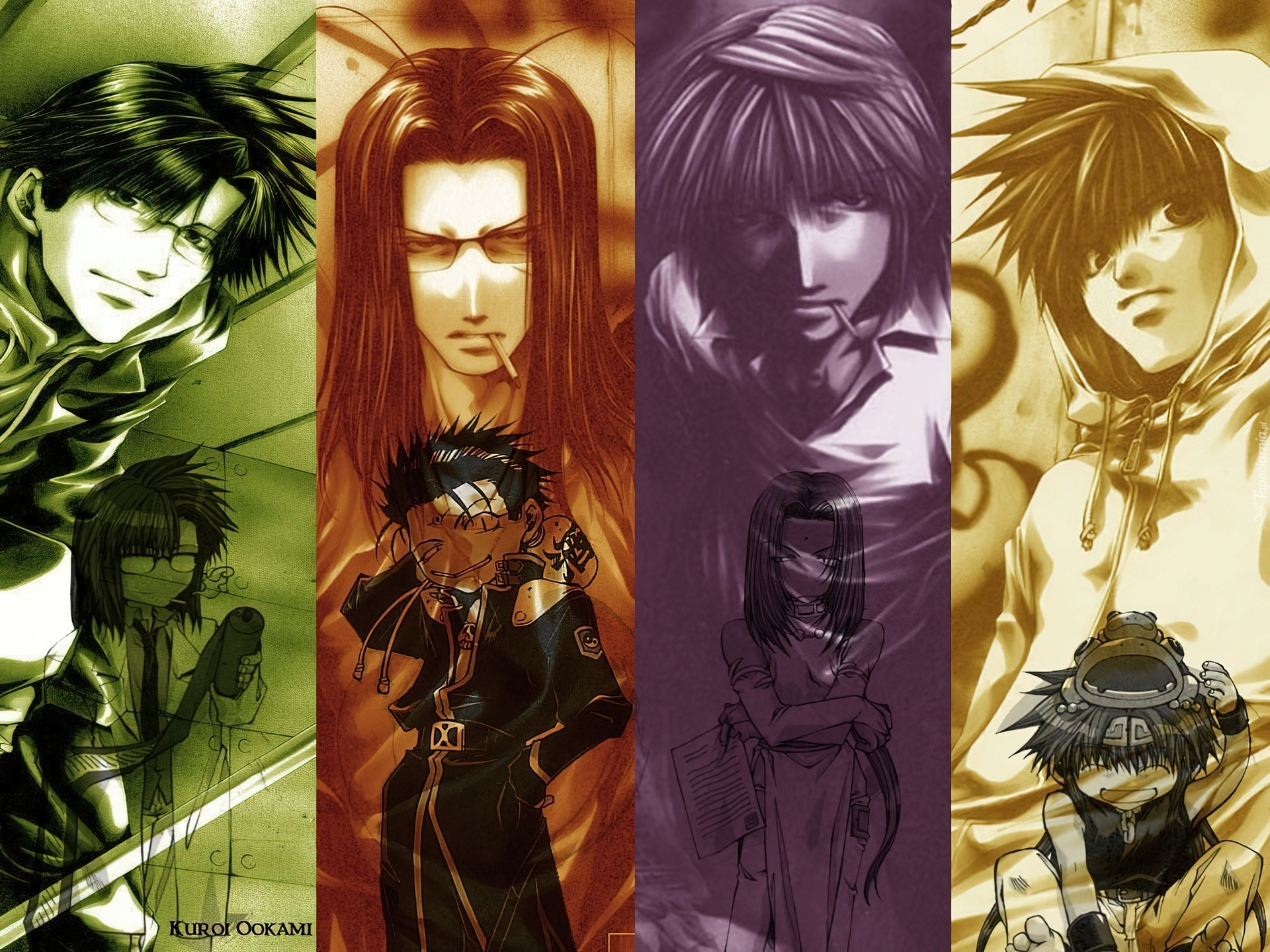 Saiyuki, cztery, kolory, czare, postacie