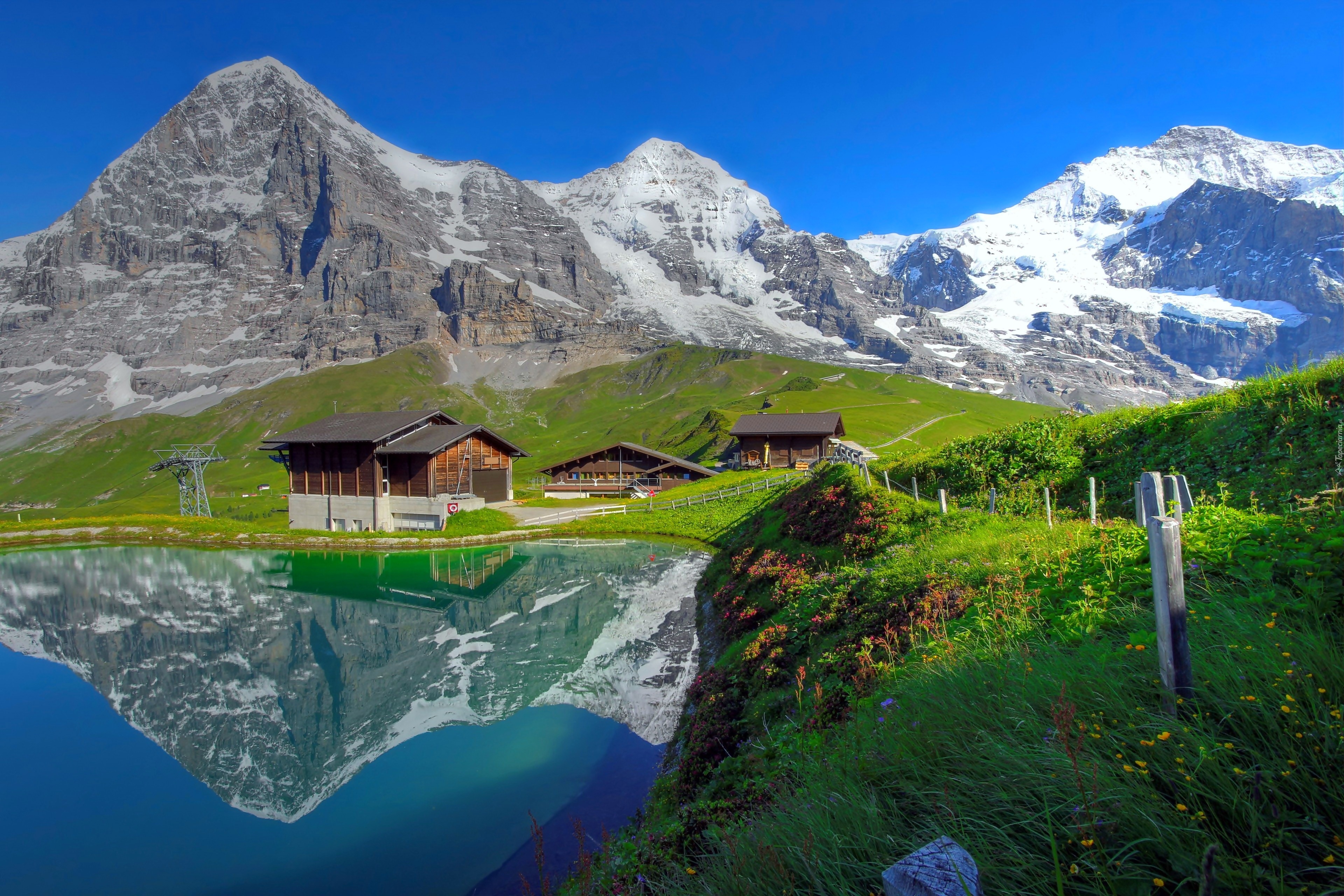 Domy, Jezioro, Alpy Berneńskie, Szwajcaria