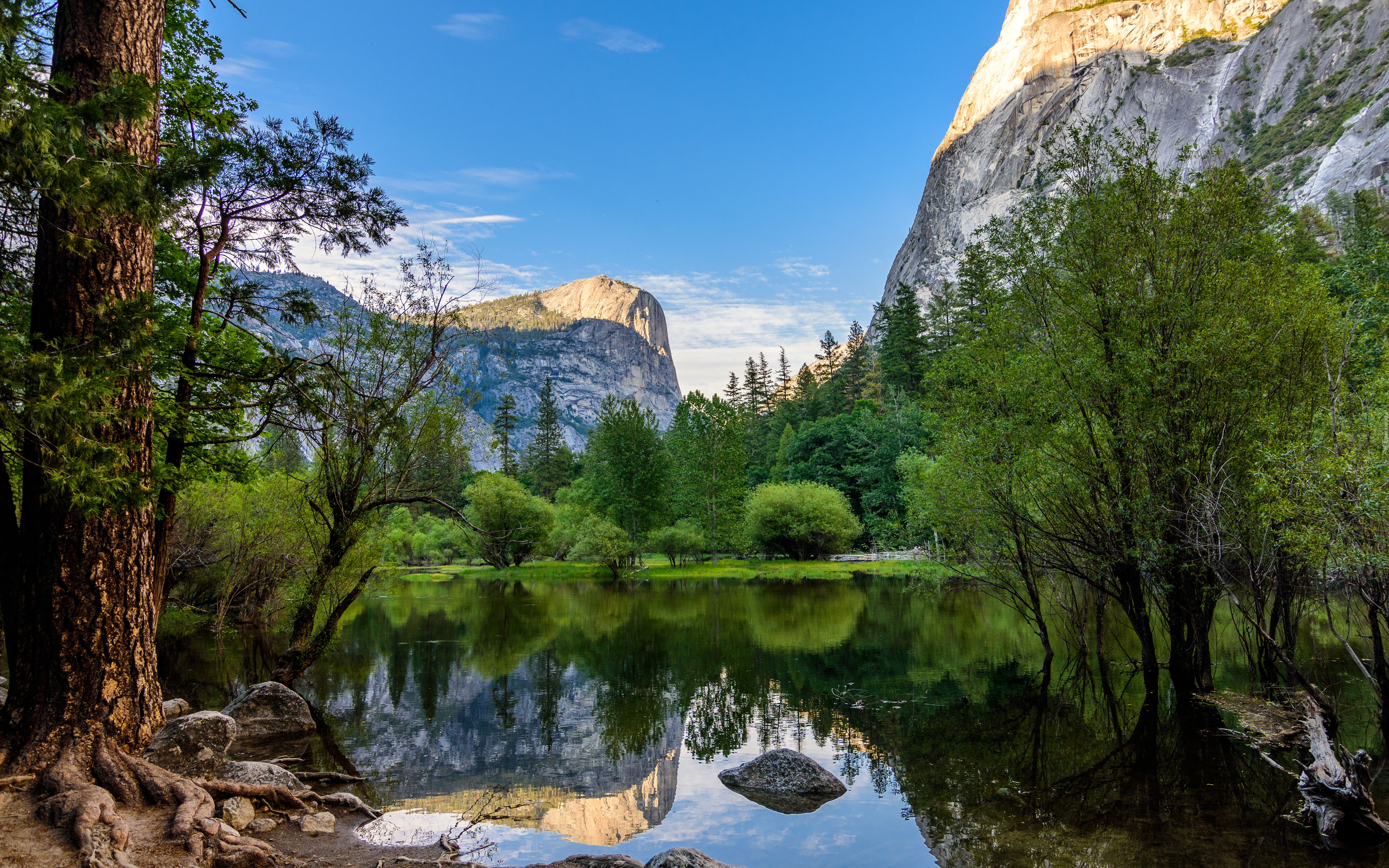 Stany Zjednoczone, Stan Kalifornia, Park Narodowy Yosemite, Góry, Rzeka, Drzewa