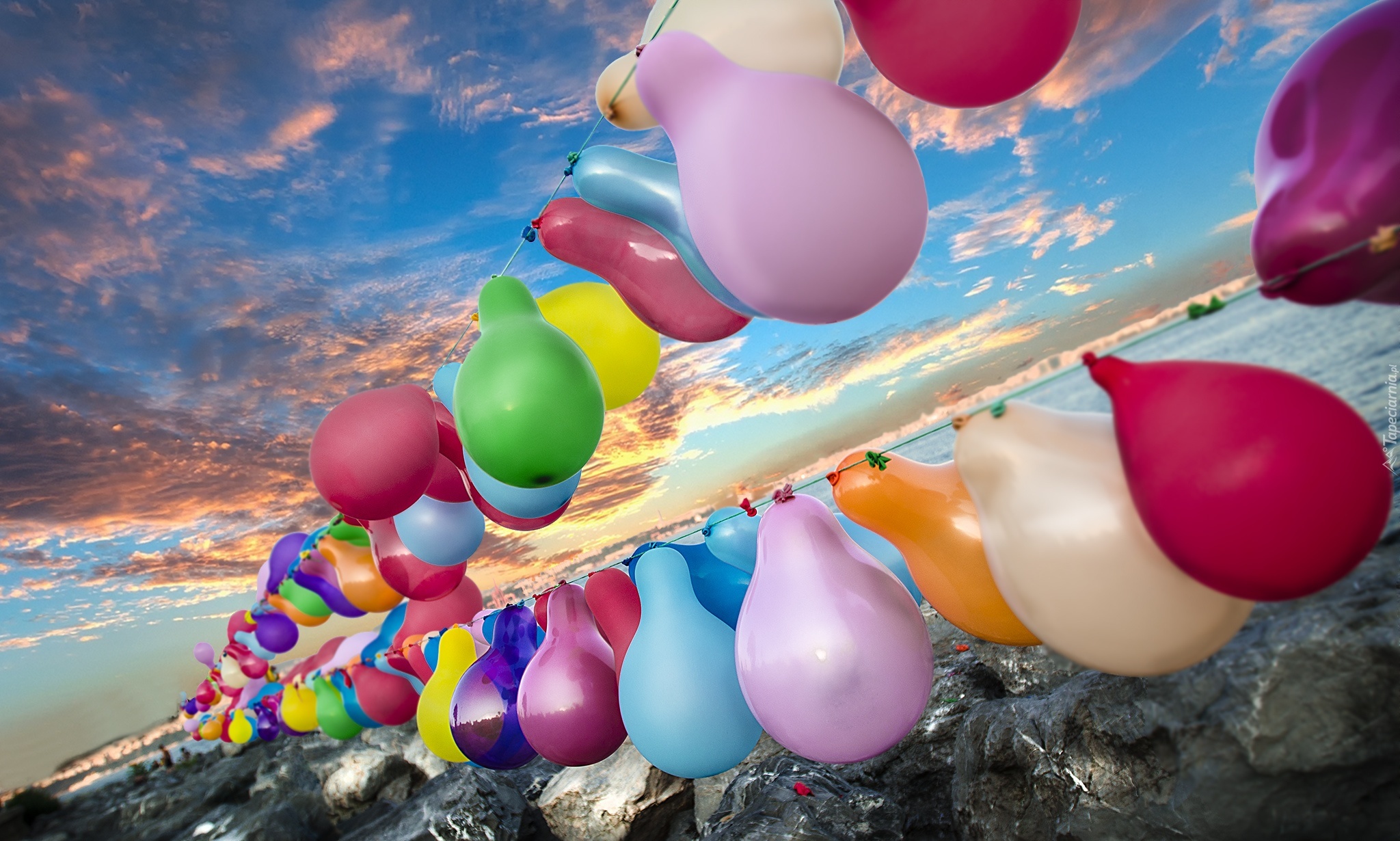 Kolorowe, Balony, Niebo