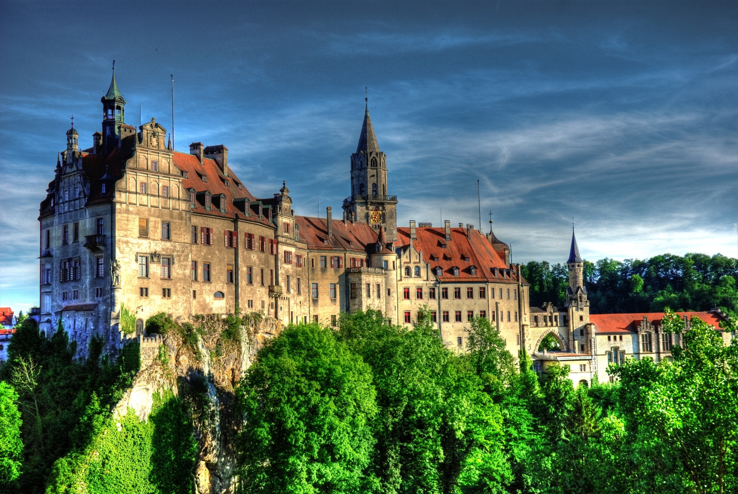 Zamek, Sigmaringen, Niemcy, HDR