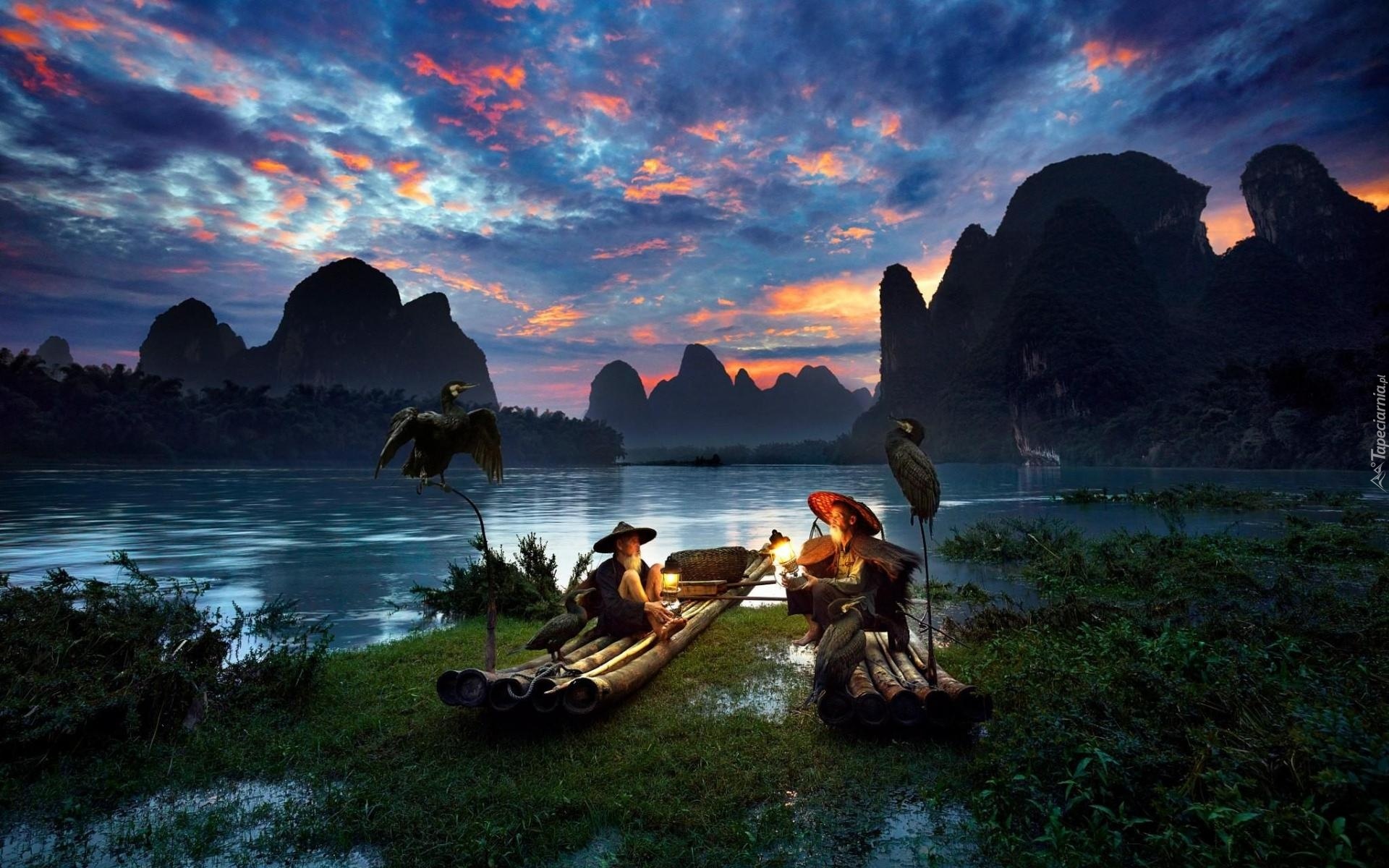 Junks Sailing the Li River, China загрузить