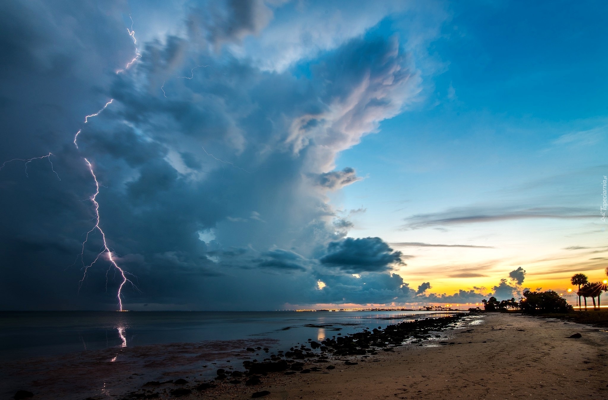 Morze, Niebo, Pioruny, Plaża