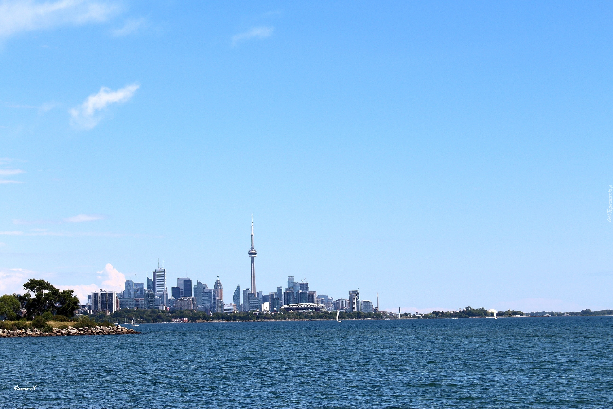Jezioro, Ontario, Toronto, CN Tower, Kanada, Wieżowce