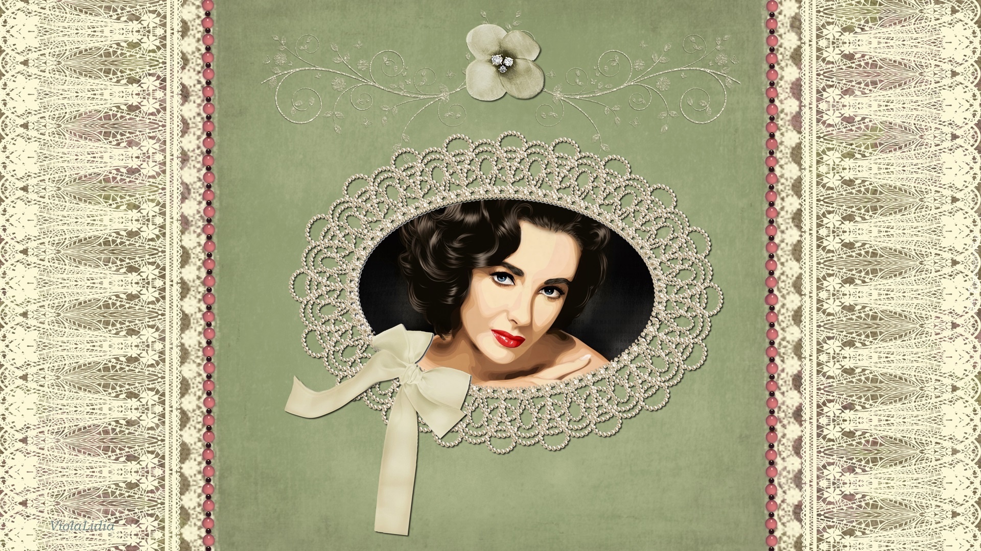 Grafika, Kobieta, Kartka, Zdjęcie, Elizabeth Taylor